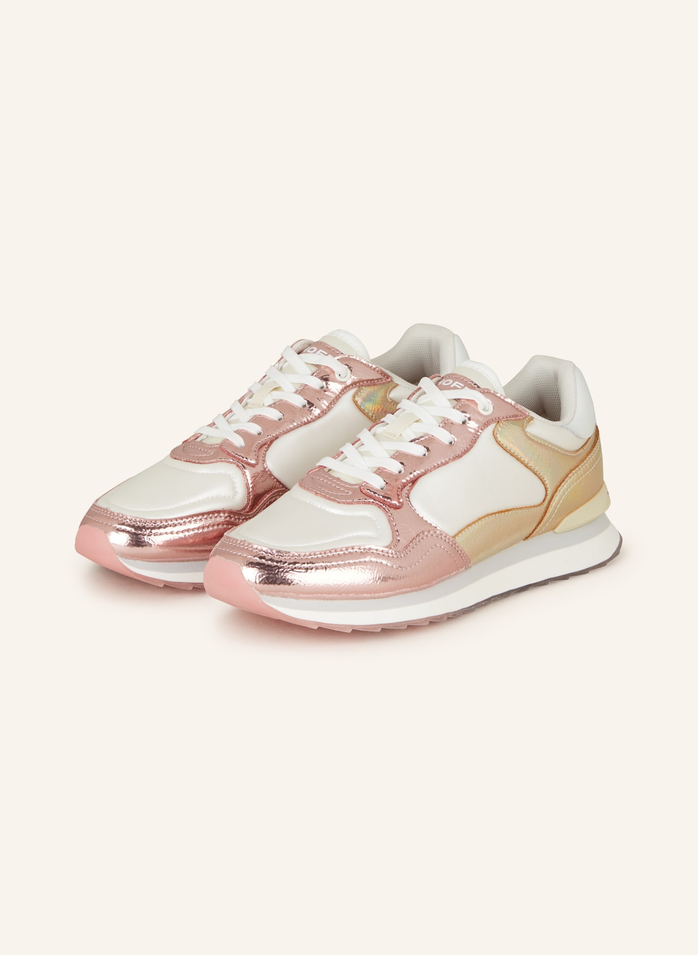 Pink and gold sneakers shop