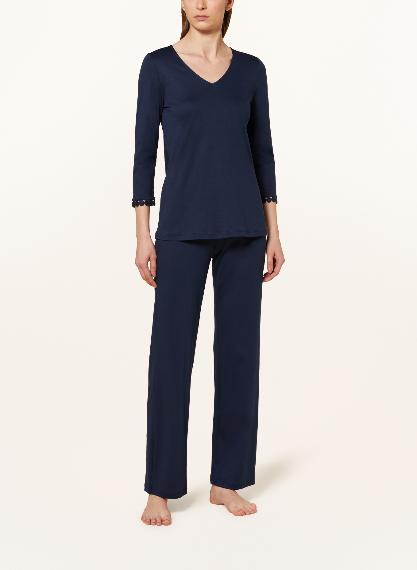 HANRO Pajamas ROSA with 3/4 sleeves, Color: DARK BLUE (Image 2)