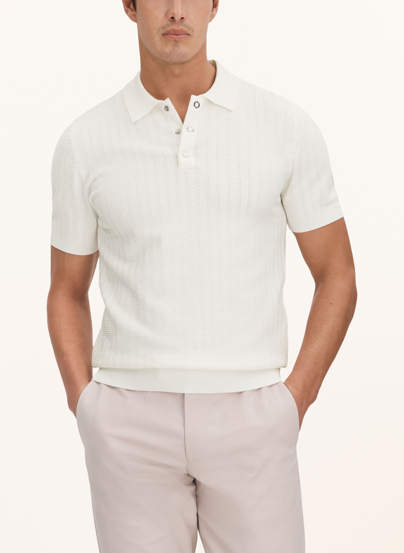 REISS Knitted polo shirt PASCOE, Color: ECRU (Image 4)