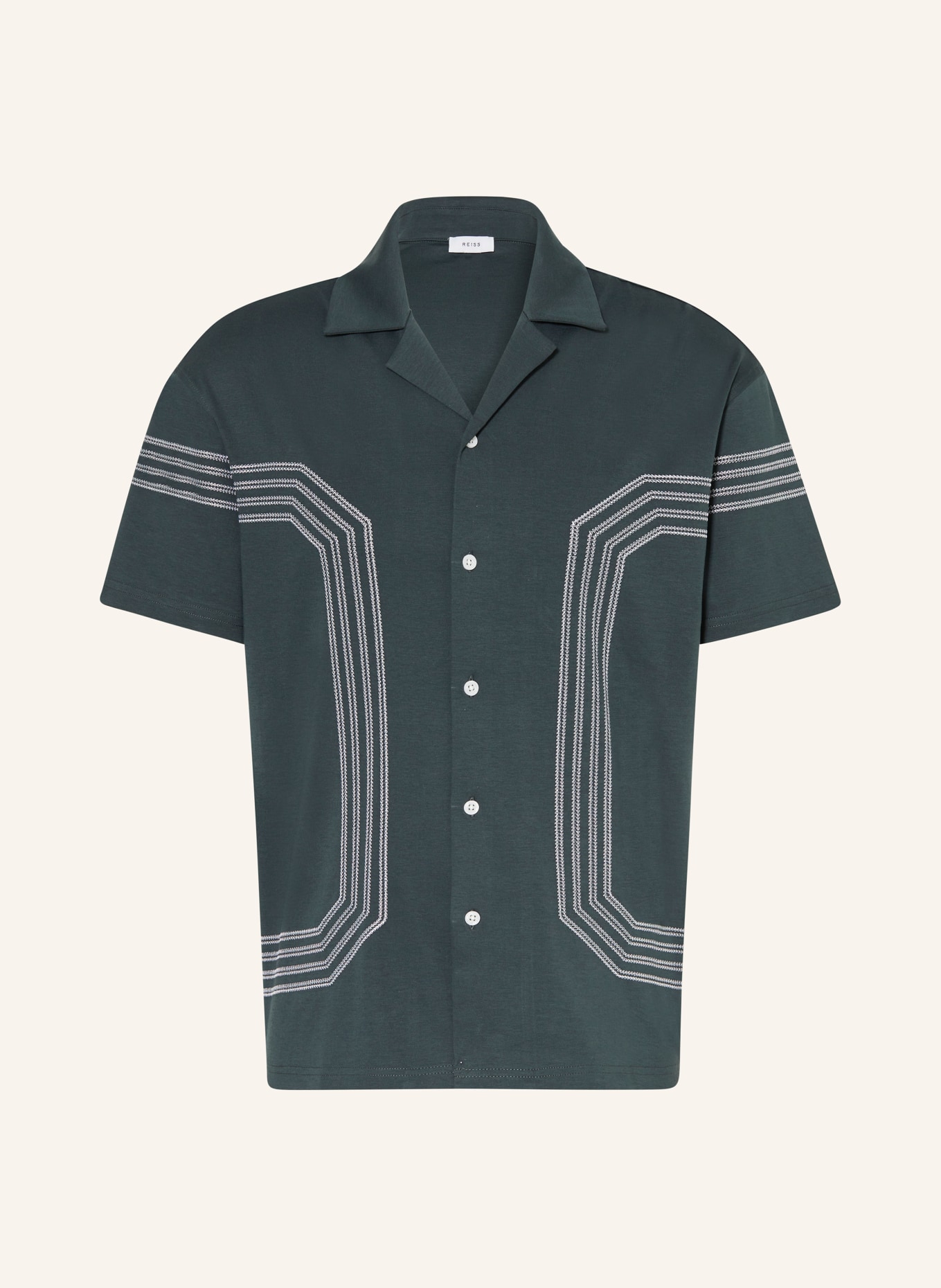 REISS Koszula z klapami ARLINGTON regular fit z dżerseju, Kolor: CIEMNOZIELONY/ BIAŁY (Obrazek 1)