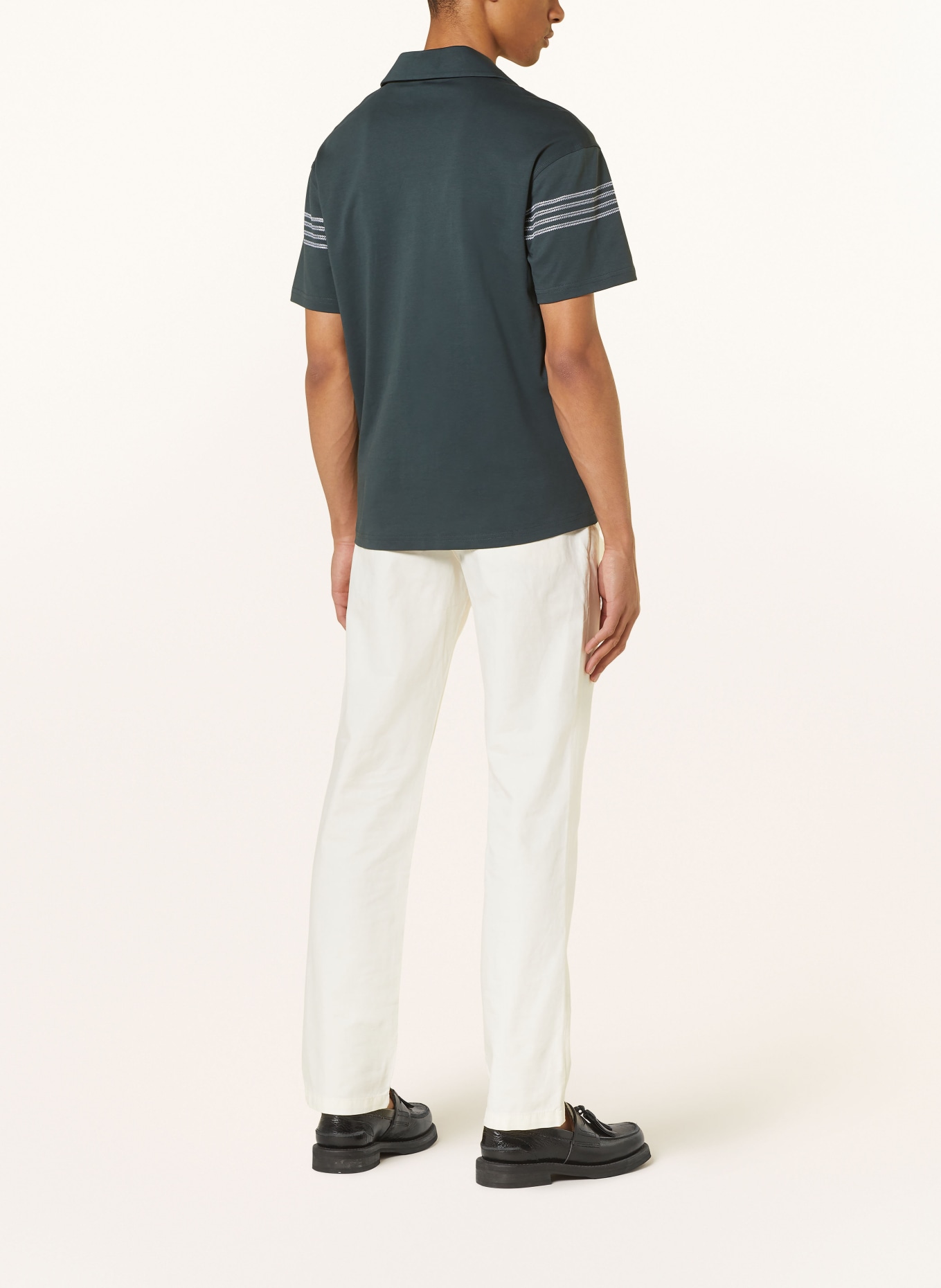 REISS Koszula z klapami ARLINGTON regular fit z dżerseju, Kolor: CIEMNOZIELONY/ BIAŁY (Obrazek 3)