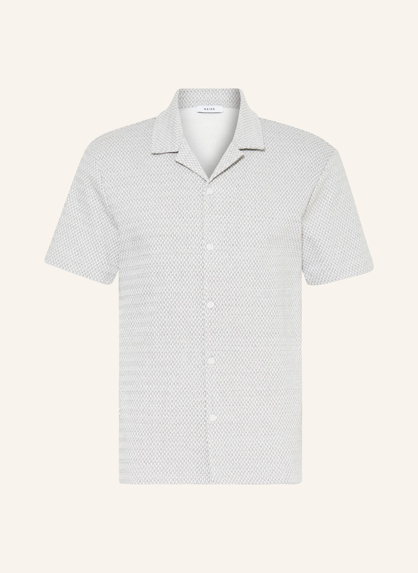 REISS Resorthemd BREWER Slim Fit aus Jersey, Farbe: HELLGRAU/ WEISS (Bild 1)