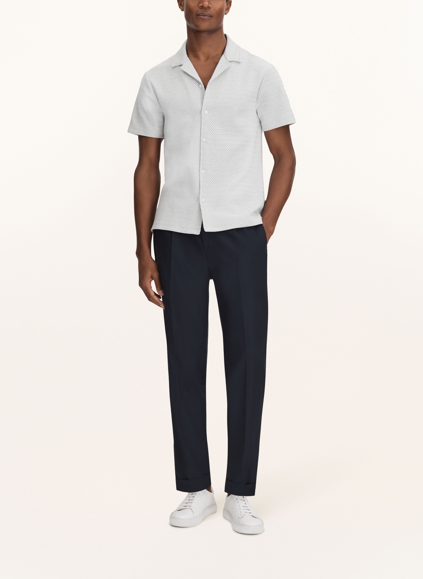REISS Resort shirt BREWER slim fit in jersey, Color: LIGHT GRAY/ WHITE (Image 2)