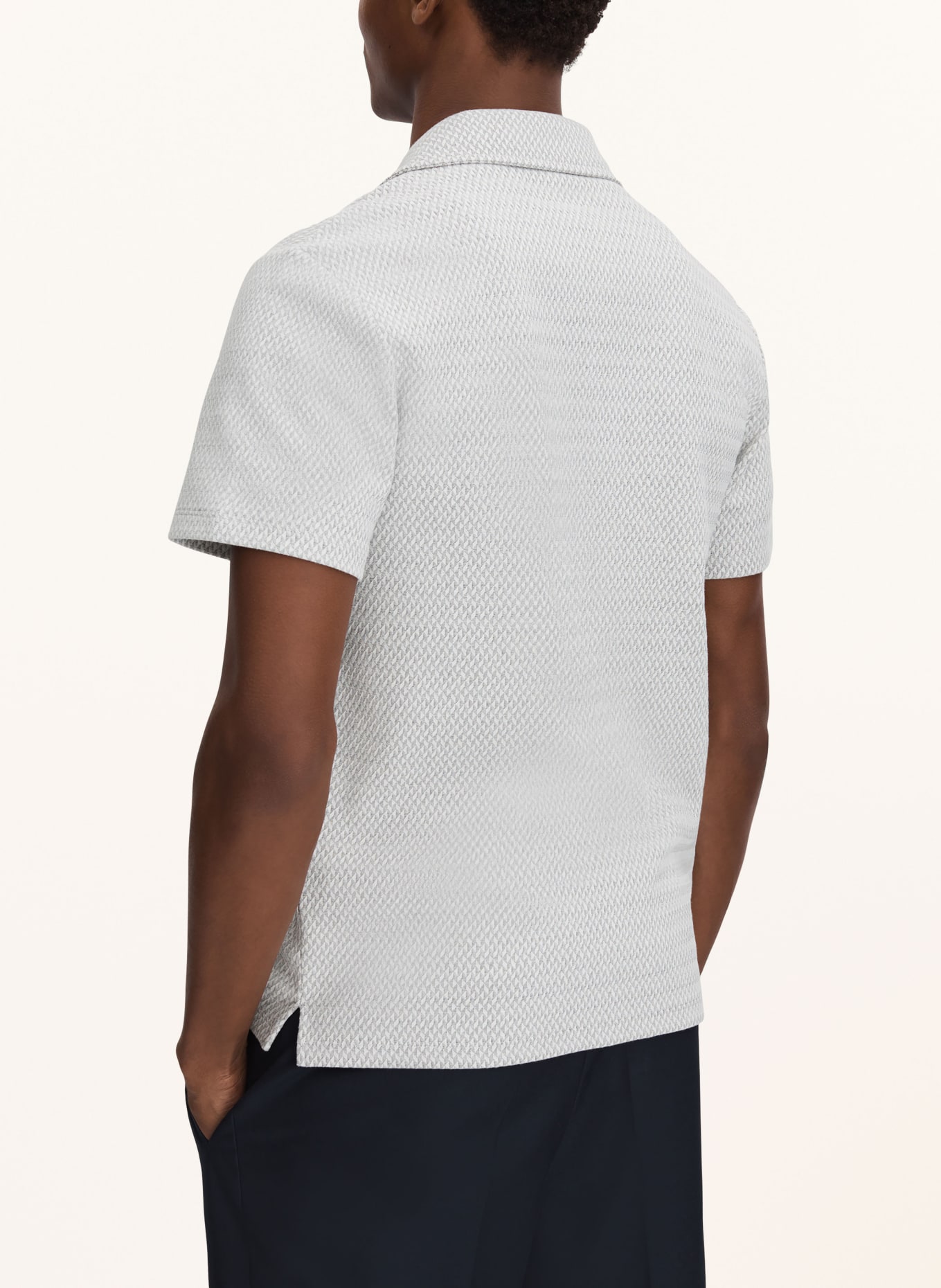 REISS Koszula z klapami BREWER slim fit z dżerseju, Kolor: JASNOCZARY/ BIAŁY (Obrazek 3)