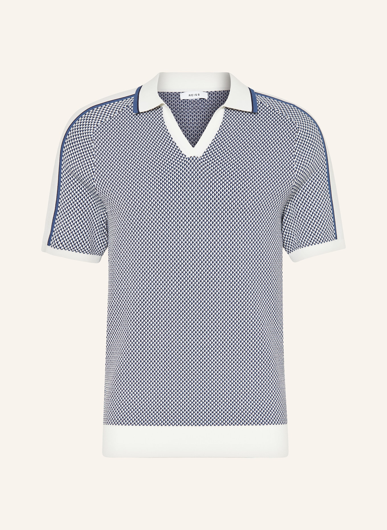 REISS Knitted polo shirt BRUNSWICK, Color: BLUE/ CREAM/ BLACK (Image 1)