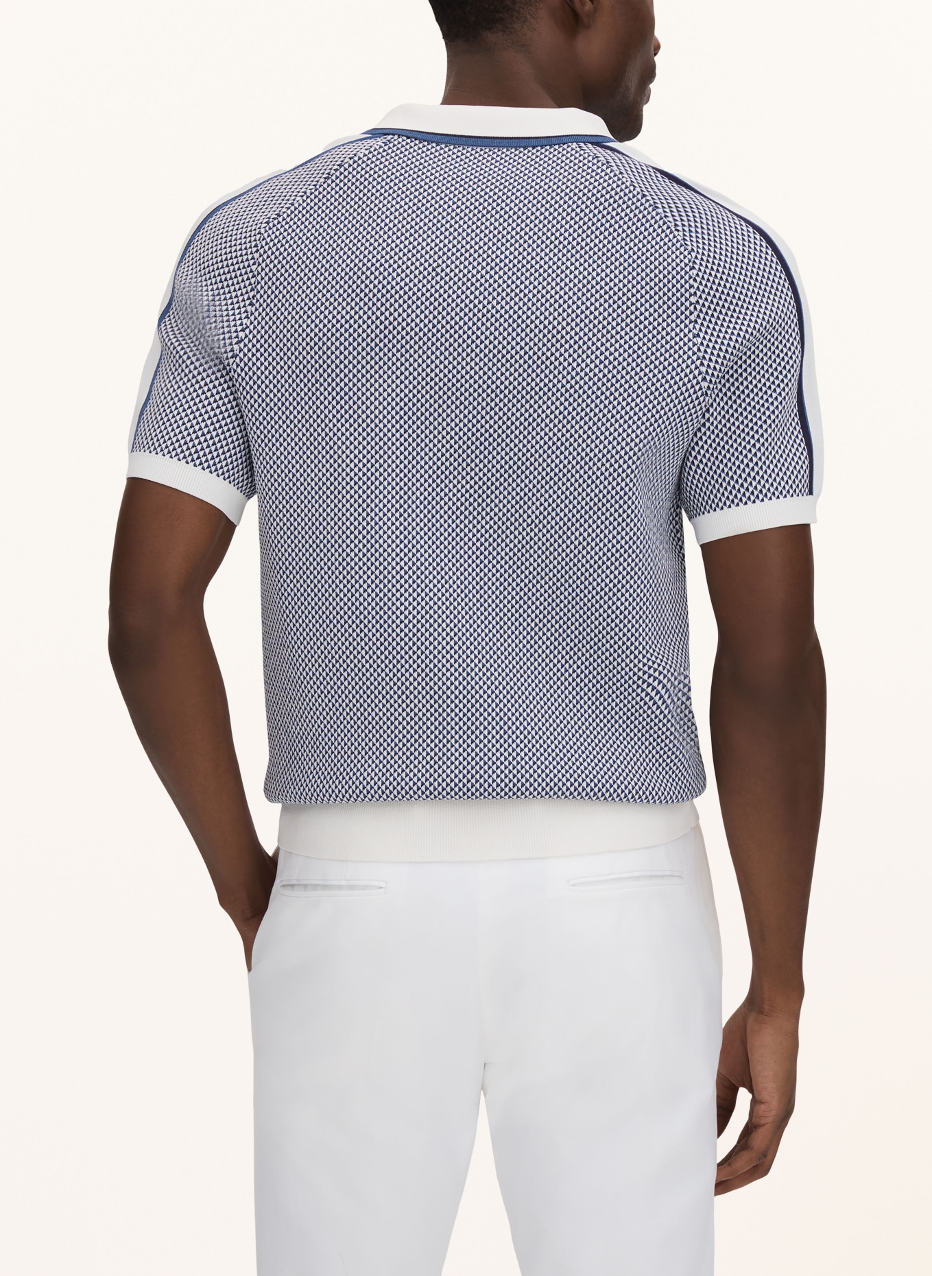 REISS Knitted polo shirt BRUNSWICK, Color: BLUE/ CREAM/ BLACK (Image 3)