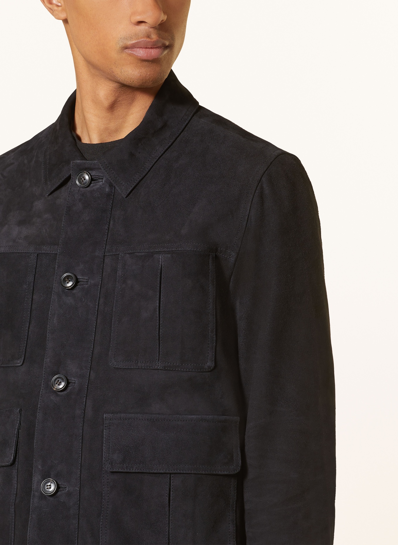 REISS Leather jacket THOMAS, Color: DARK BLUE (Image 4)