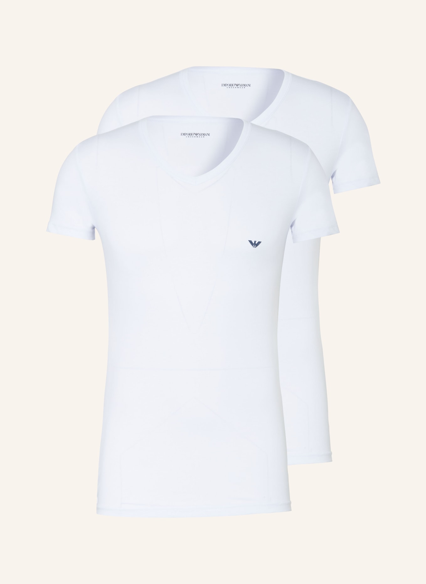 EMPORIO ARMANI 2-pack V-neck shirts, Color: WHITE (Image 1)