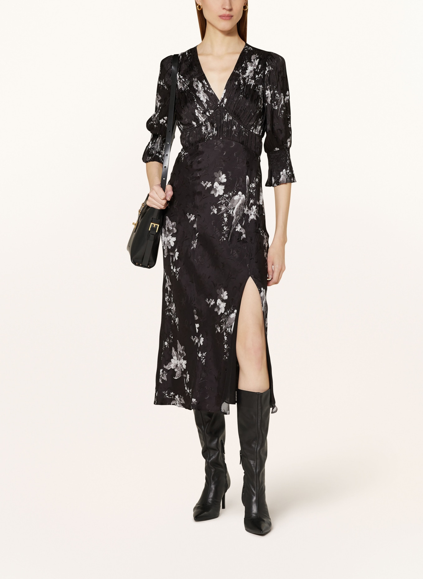 ALLSAINTS Jacquard dress ANI IONA with 3/4 sleeves, Color: BLACK/ WHITE (Image 2)