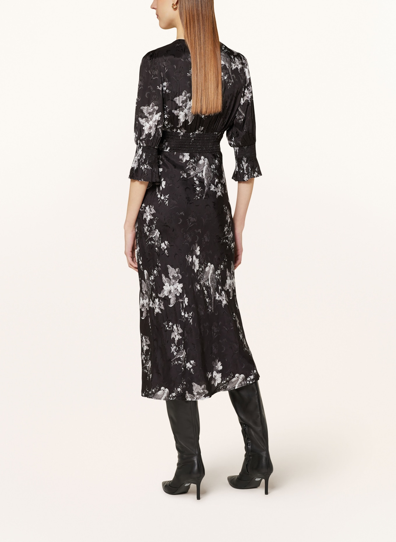 ALLSAINTS Jacquard-Kleid ANI IONA mit 3/4-Arm, Farbe: SCHWARZ/ WEISS (Bild 3)