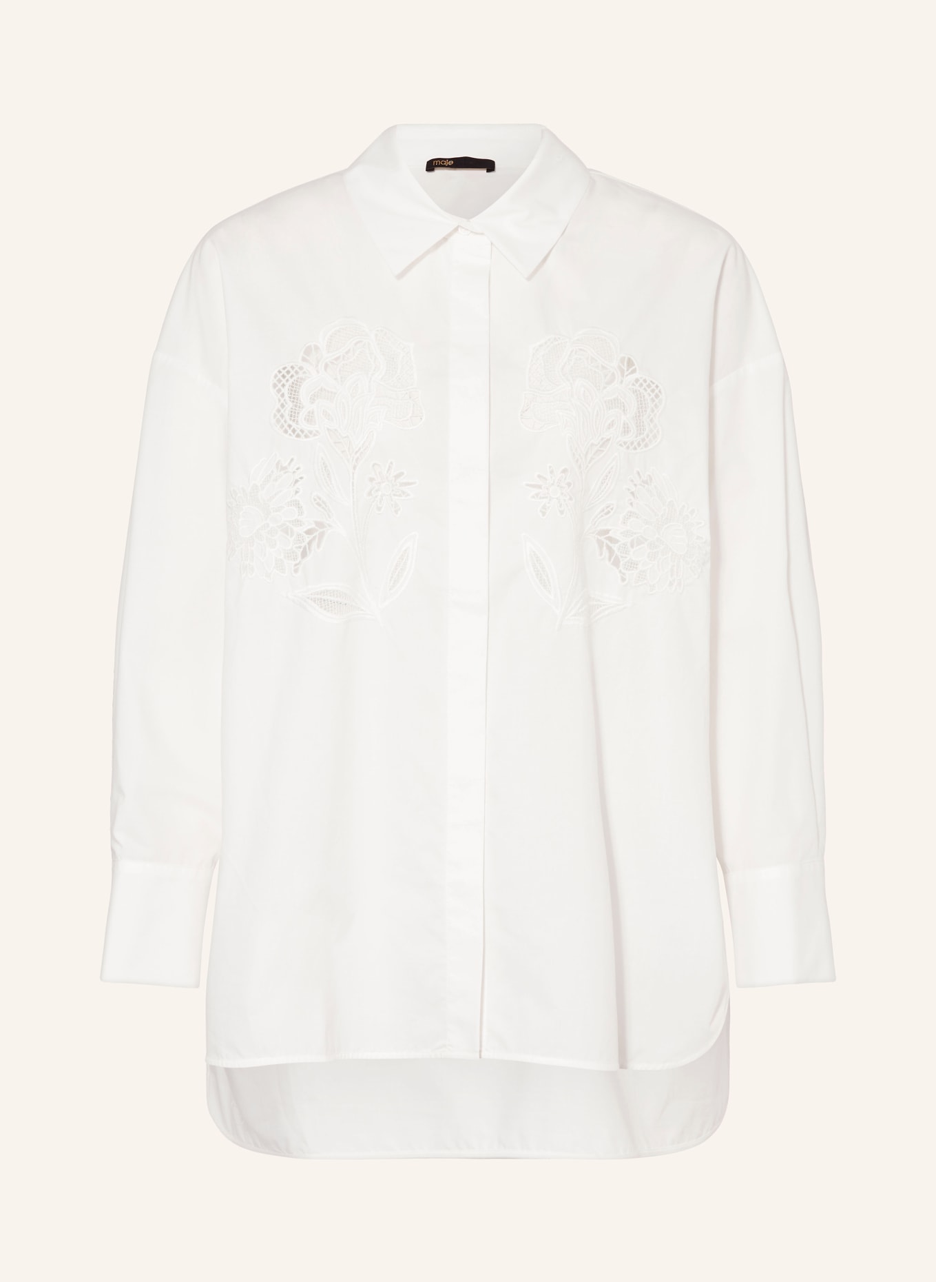 maje Bluza koszulowa z dziurkowanej koronki, Kolor: BIAŁY (Obrazek 1)