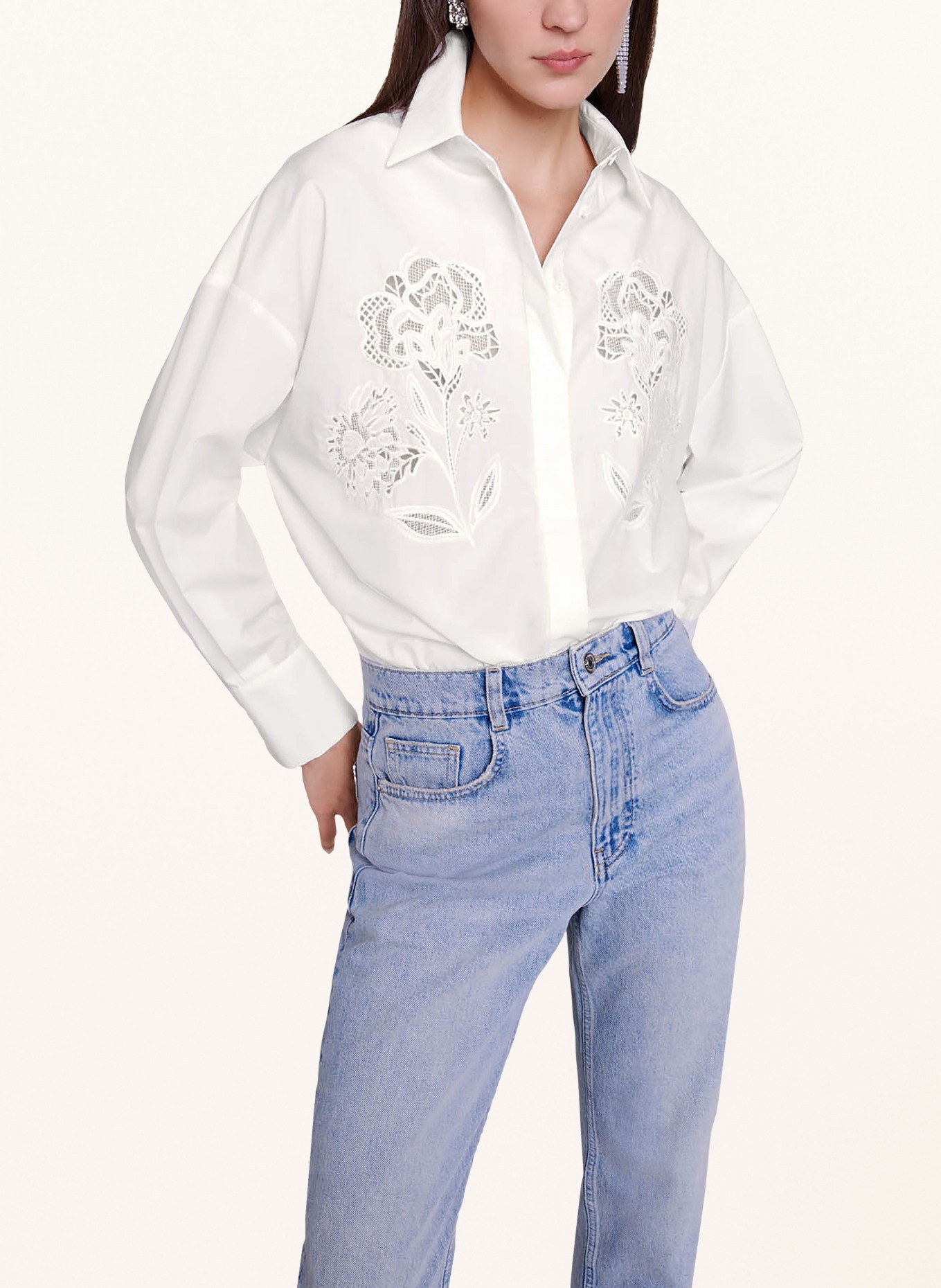 maje Bluza koszulowa z dziurkowanej koronki, Kolor: BIAŁY (Obrazek 4)