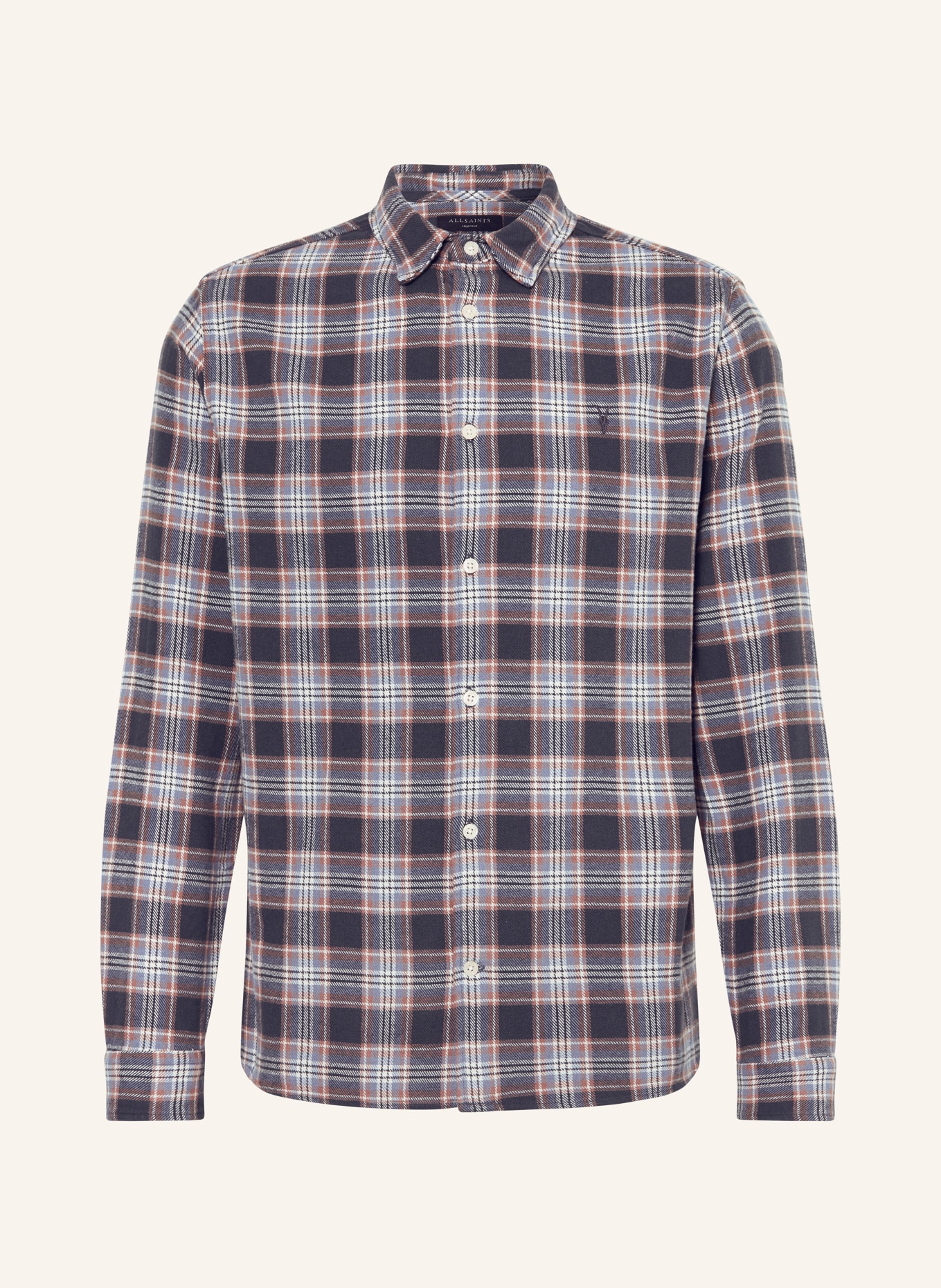 ALLSAINTS Flannel shirt VENTANA relaxed fit, Color: BLUE/ BROWN (Image 1)