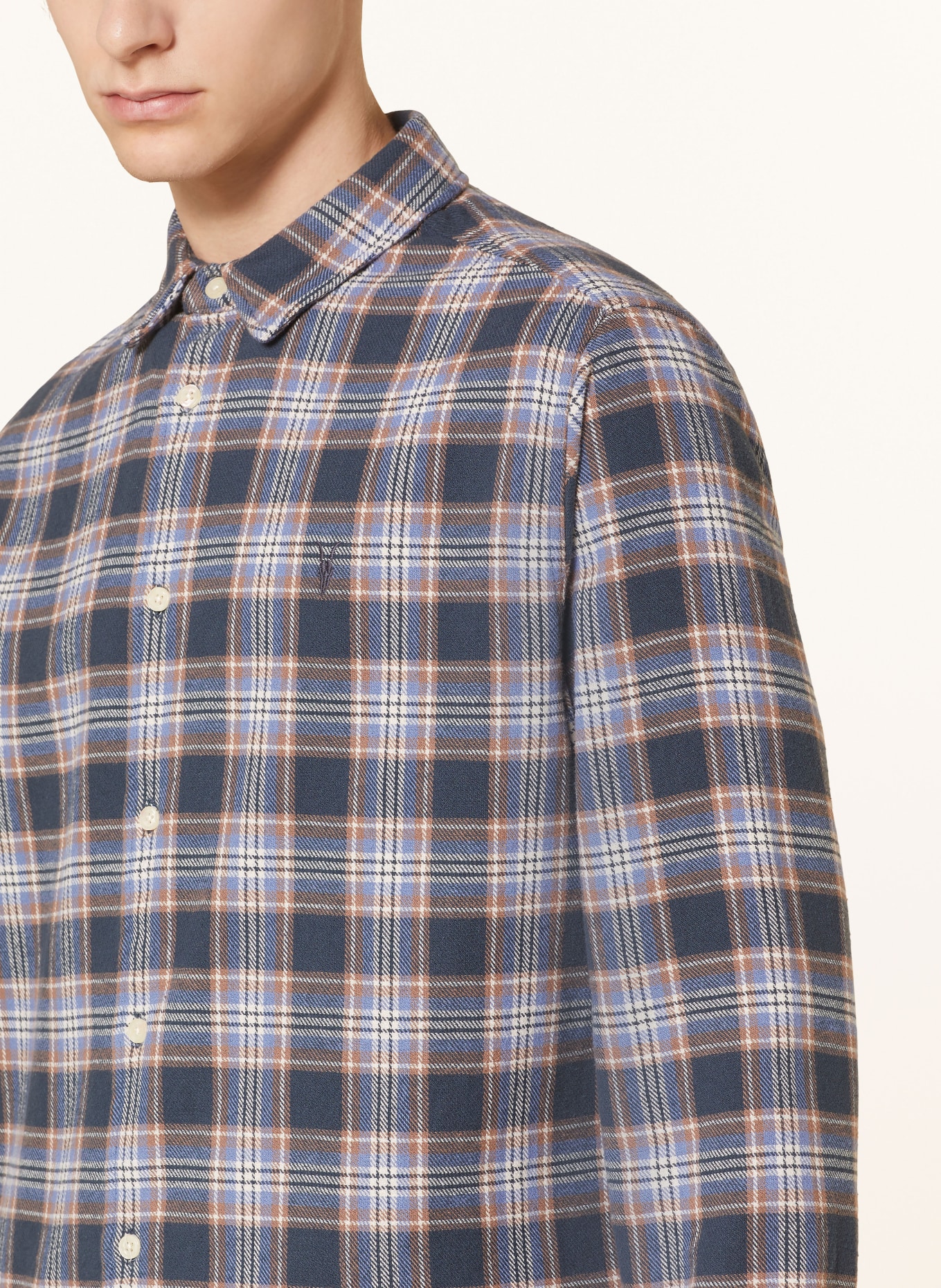ALLSAINTS Flannel shirt VENTANA relaxed fit, Color: BLUE/ BROWN (Image 4)