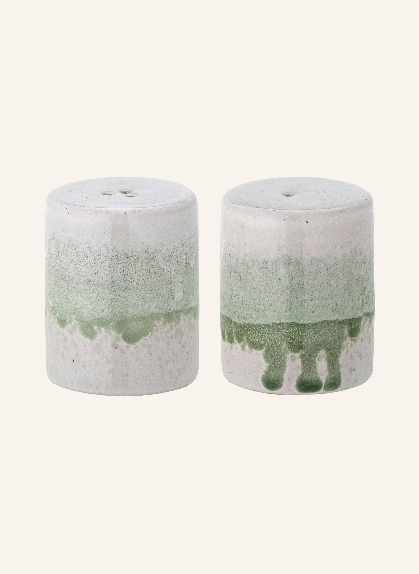 Bloomingville Salt and pepper pots PAULA, Color: WHITE/ LIGHT GREEN (Image 1)