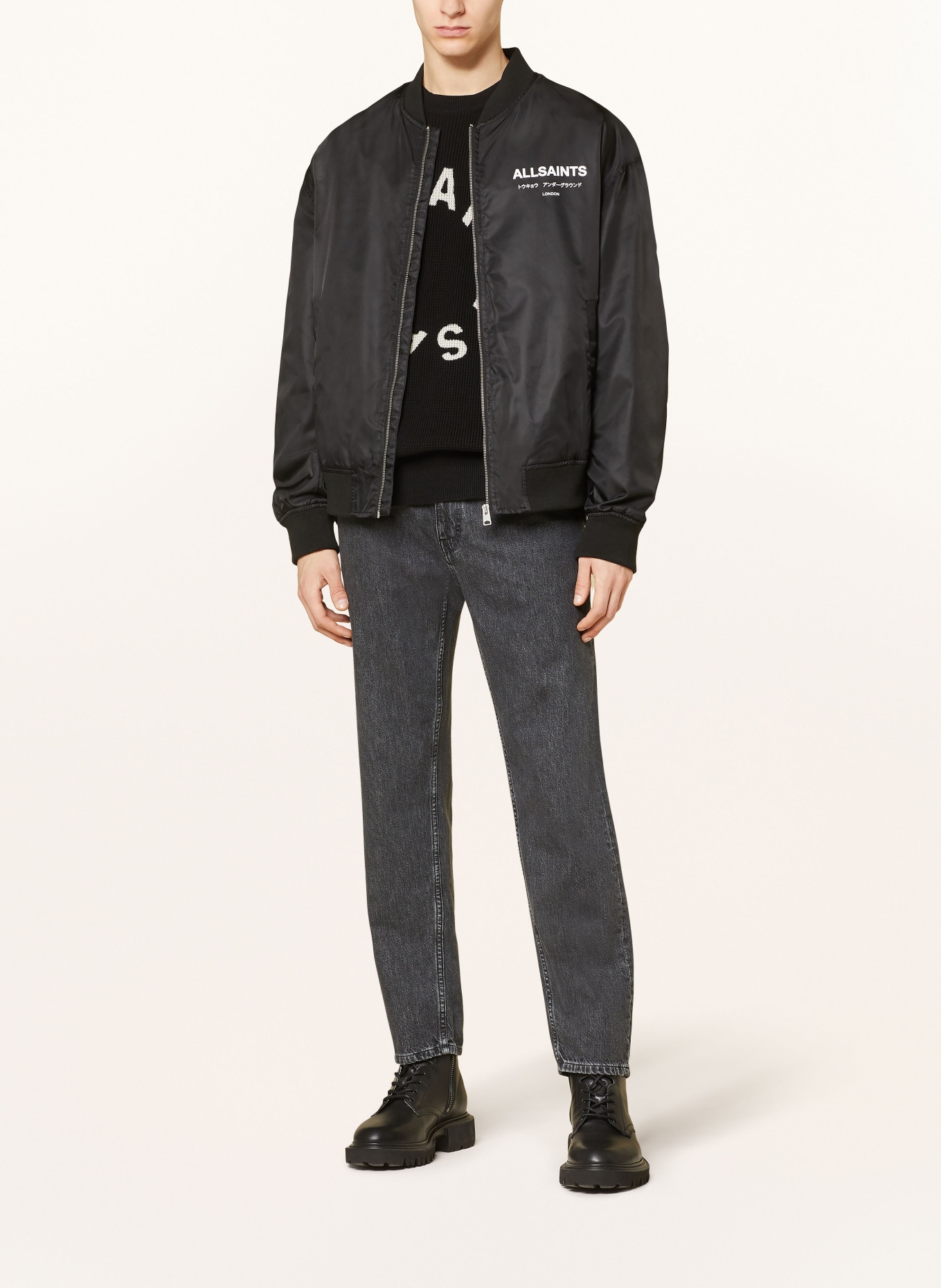 ALLSAINTS Bomber jacket UNDERGROUND, Color: BLACK/ WHITE (Image 2)