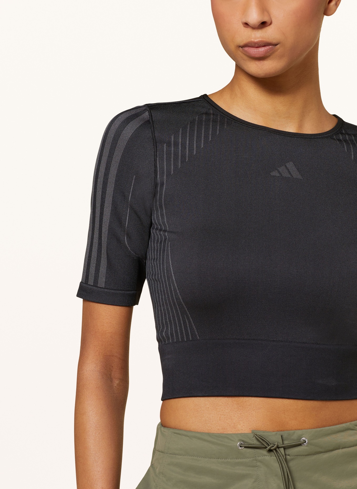 adidas Cropped shirt AEROKNIT, Color: BLACK (Image 4)