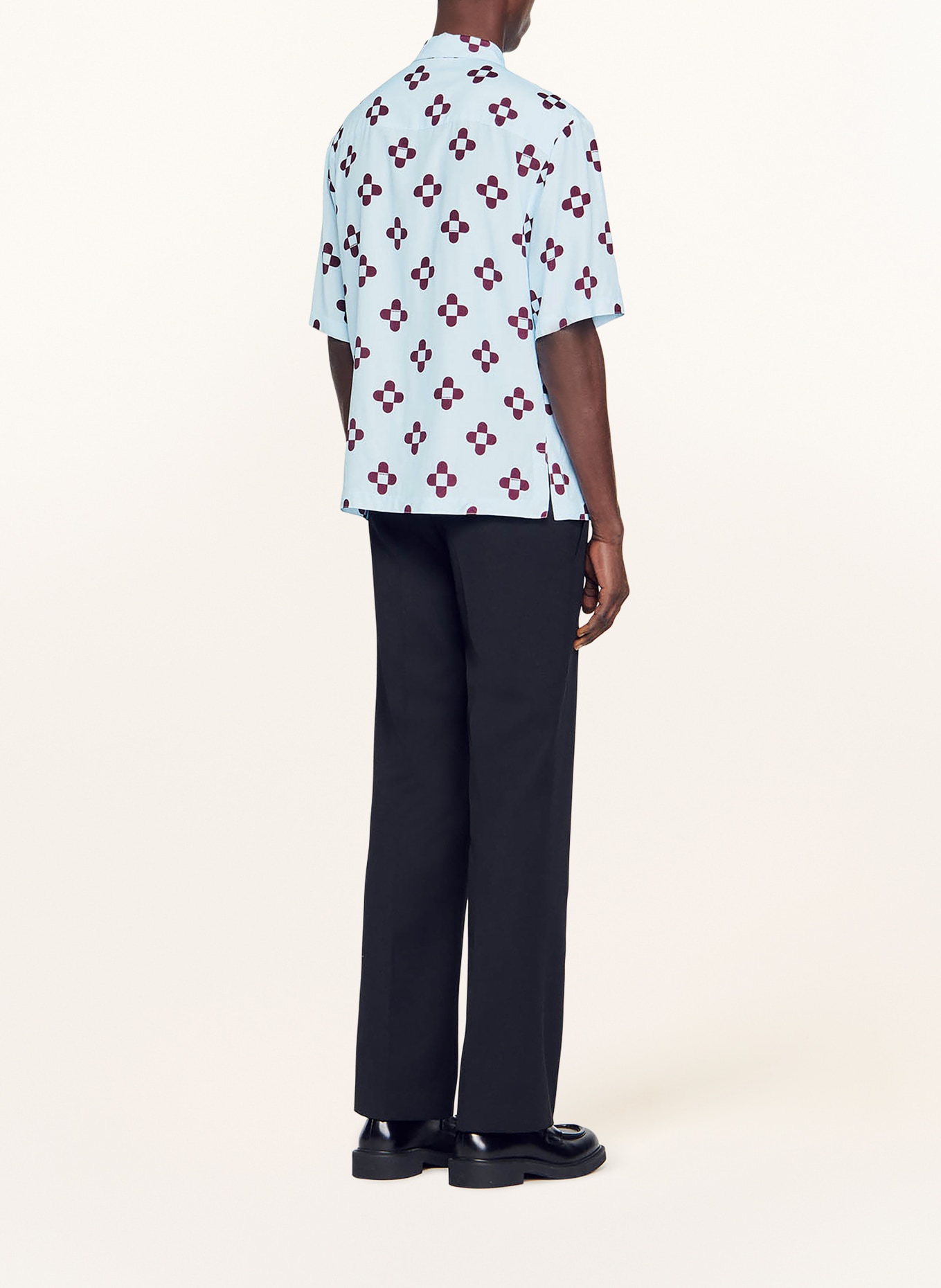 SANDRO Kurzarm-Hemd Slim Fit, Farbe: HELLBLAU/ DUNKELROT (Bild 3)