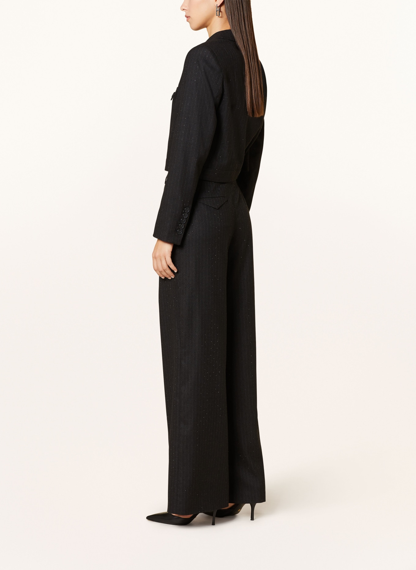 NVSCO Wide leg trousers with decorative gems, Color: BLACK (Image 4)