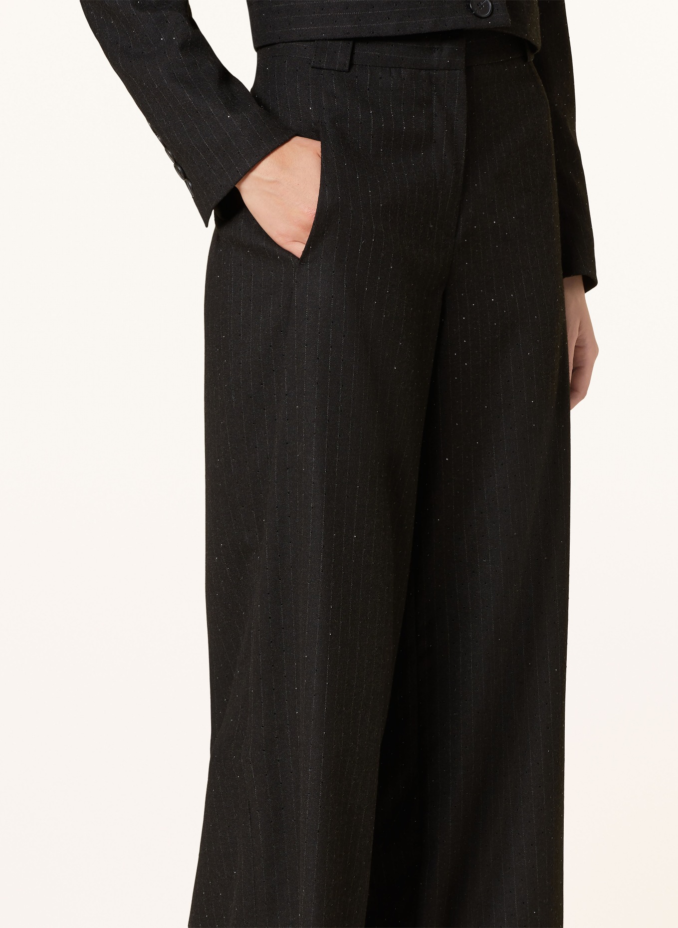 NVSCO Wide leg trousers with decorative gems, Color: BLACK (Image 5)