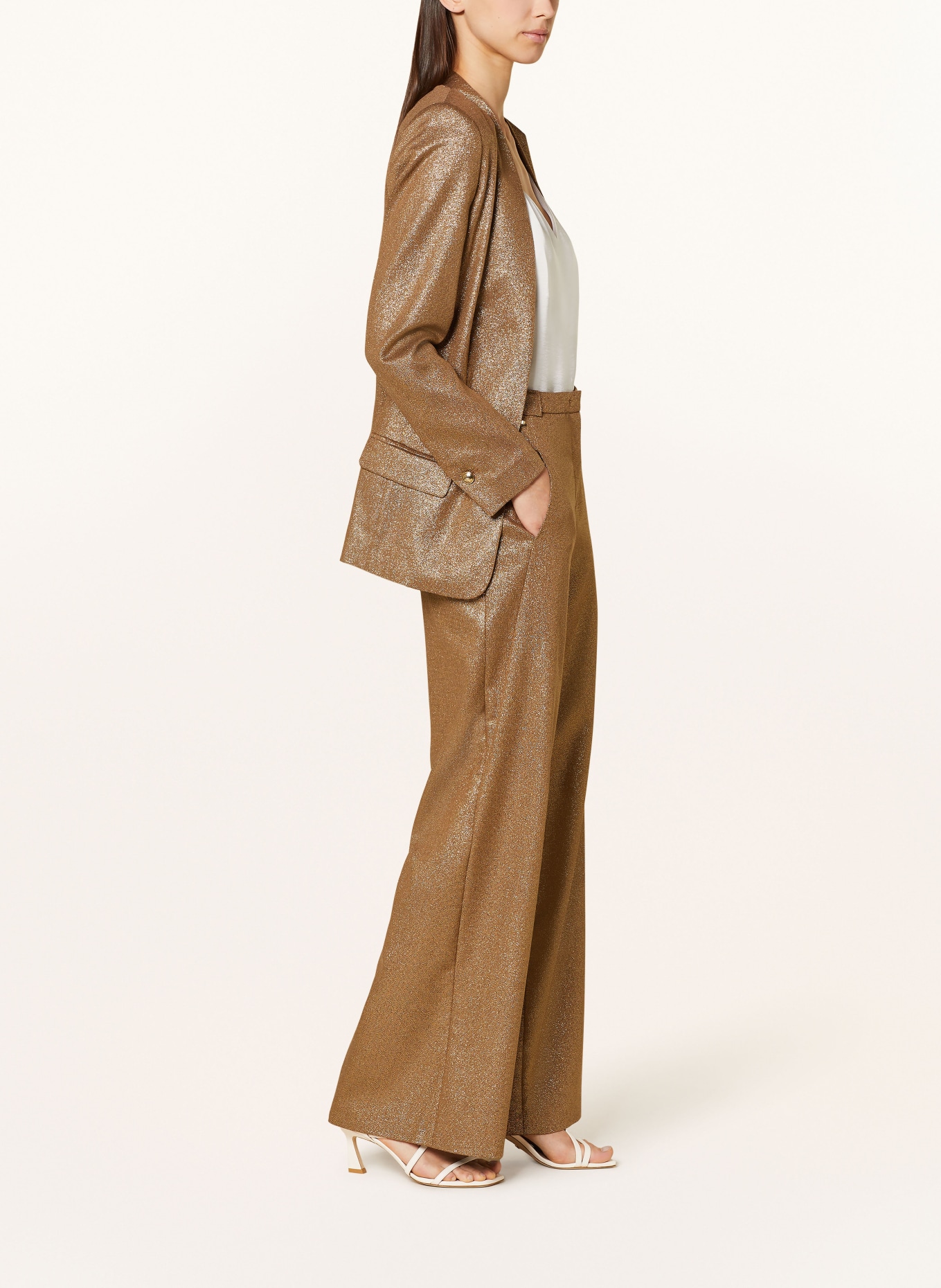 NVSCO Wide leg trousers, Color: BROWN/ GOLD (Image 4)