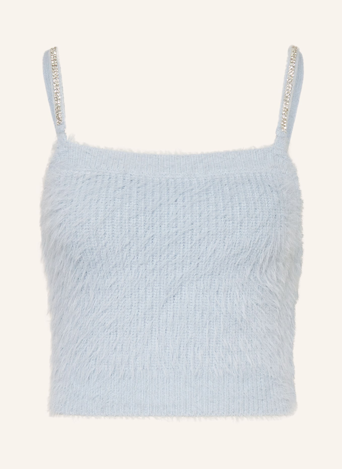 GUESS Cropped knit top KEYLA with decorative gems, Color: LIGHT BLUE (Image 1)