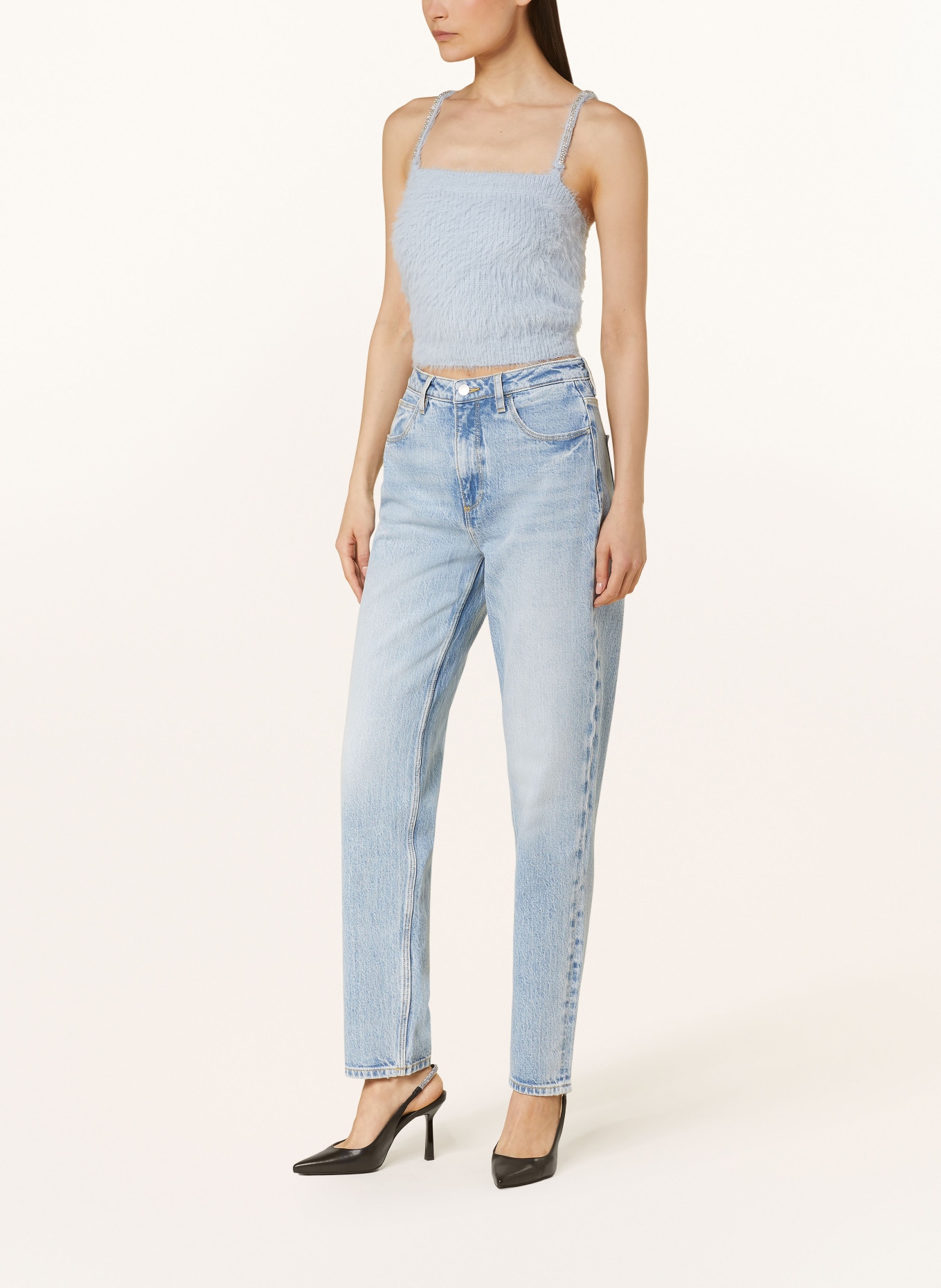 GUESS Cropped knit top KEYLA with decorative gems, Color: LIGHT BLUE (Image 2)