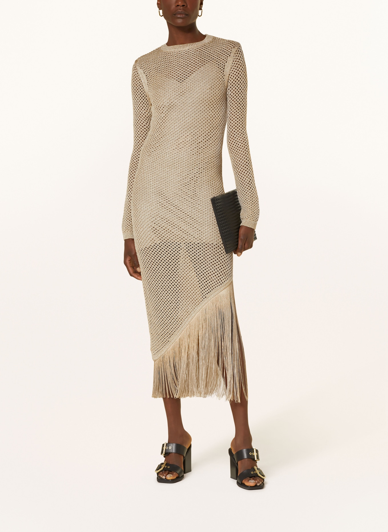 ALLSAINTS 2-in-1 dress JESSE in mixed materials, Color: BEIGE/ GOLD (Image 2)