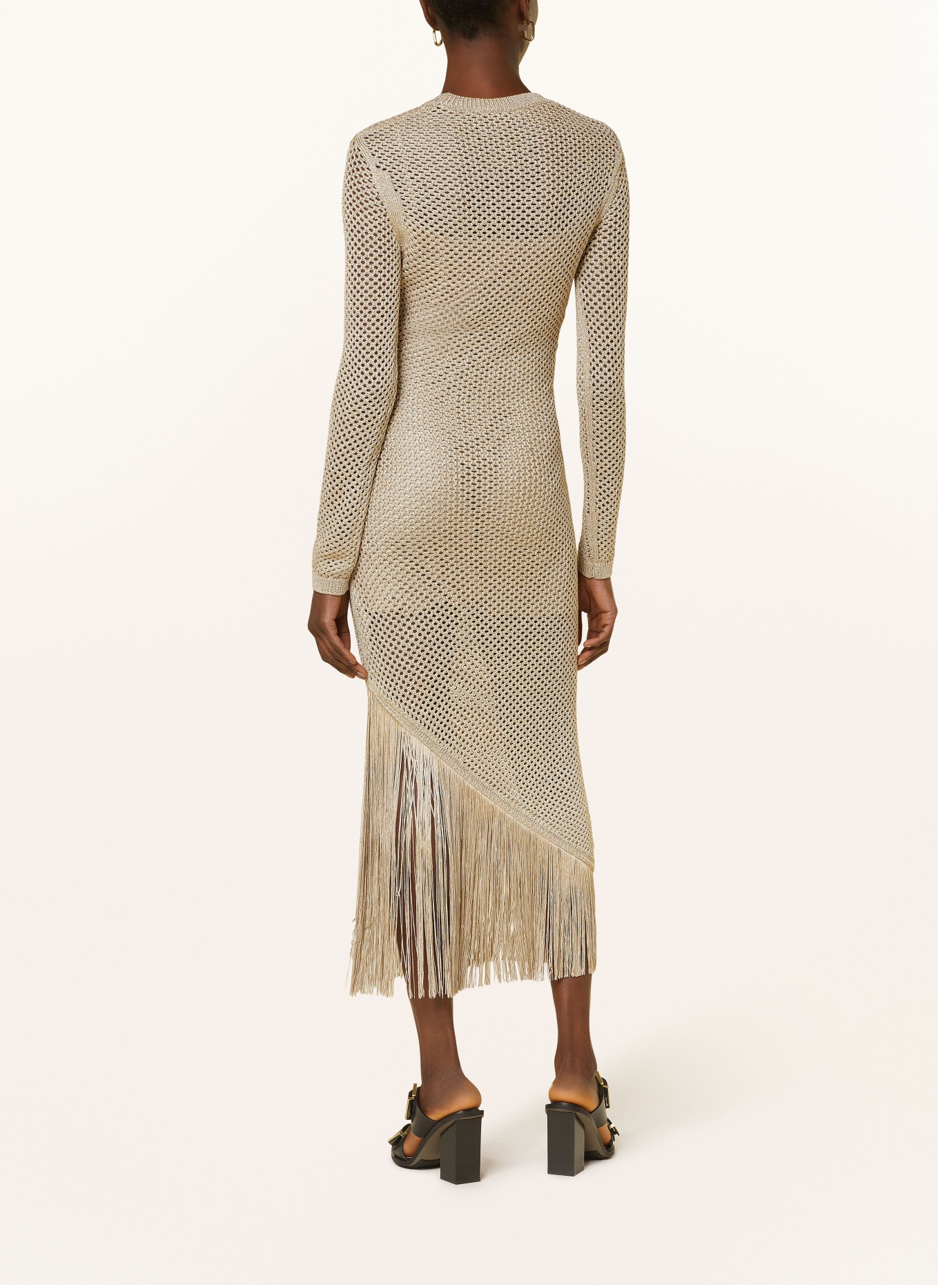 ALLSAINTS 2-in-1 dress JESSE in mixed materials, Color: BEIGE/ GOLD (Image 3)