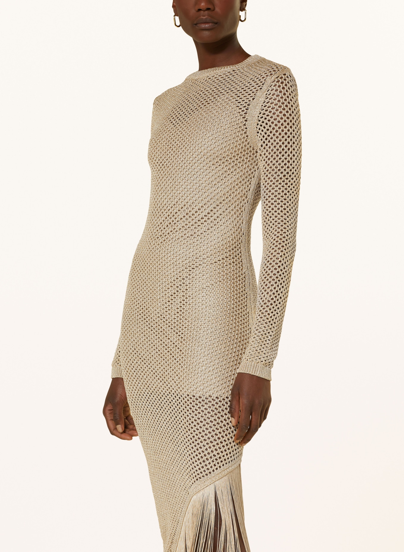 ALLSAINTS 2-in-1 dress JESSE in mixed materials, Color: BEIGE/ GOLD (Image 4)