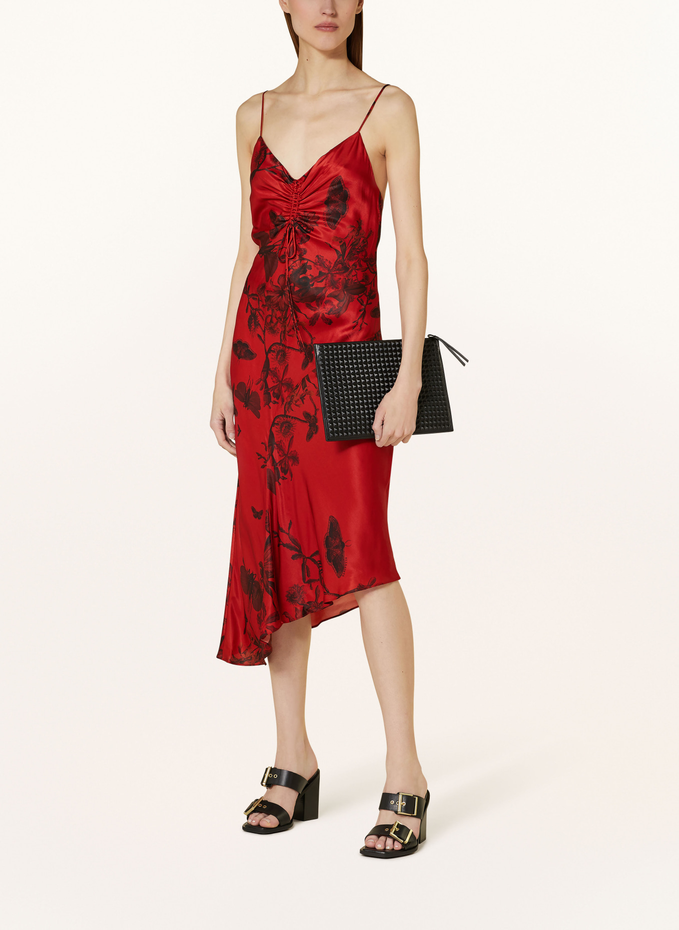 ALLSAINTS Dress ALEXIA SANIBEL with silk, Color: RED/ BLACK/ GRAY (Image 2)