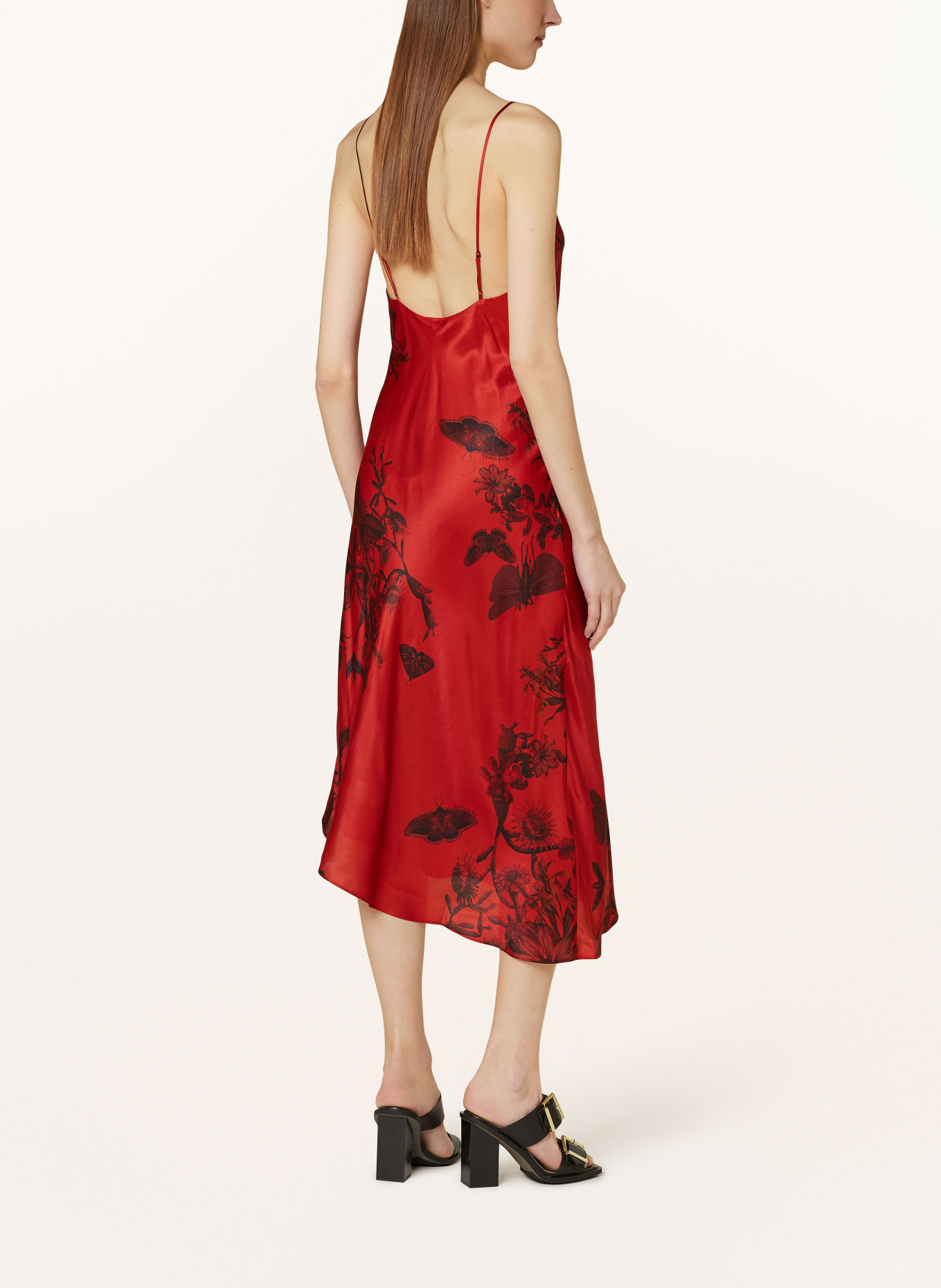 ALLSAINTS Dress ALEXIA SANIBEL with silk, Color: RED/ BLACK/ GRAY (Image 3)