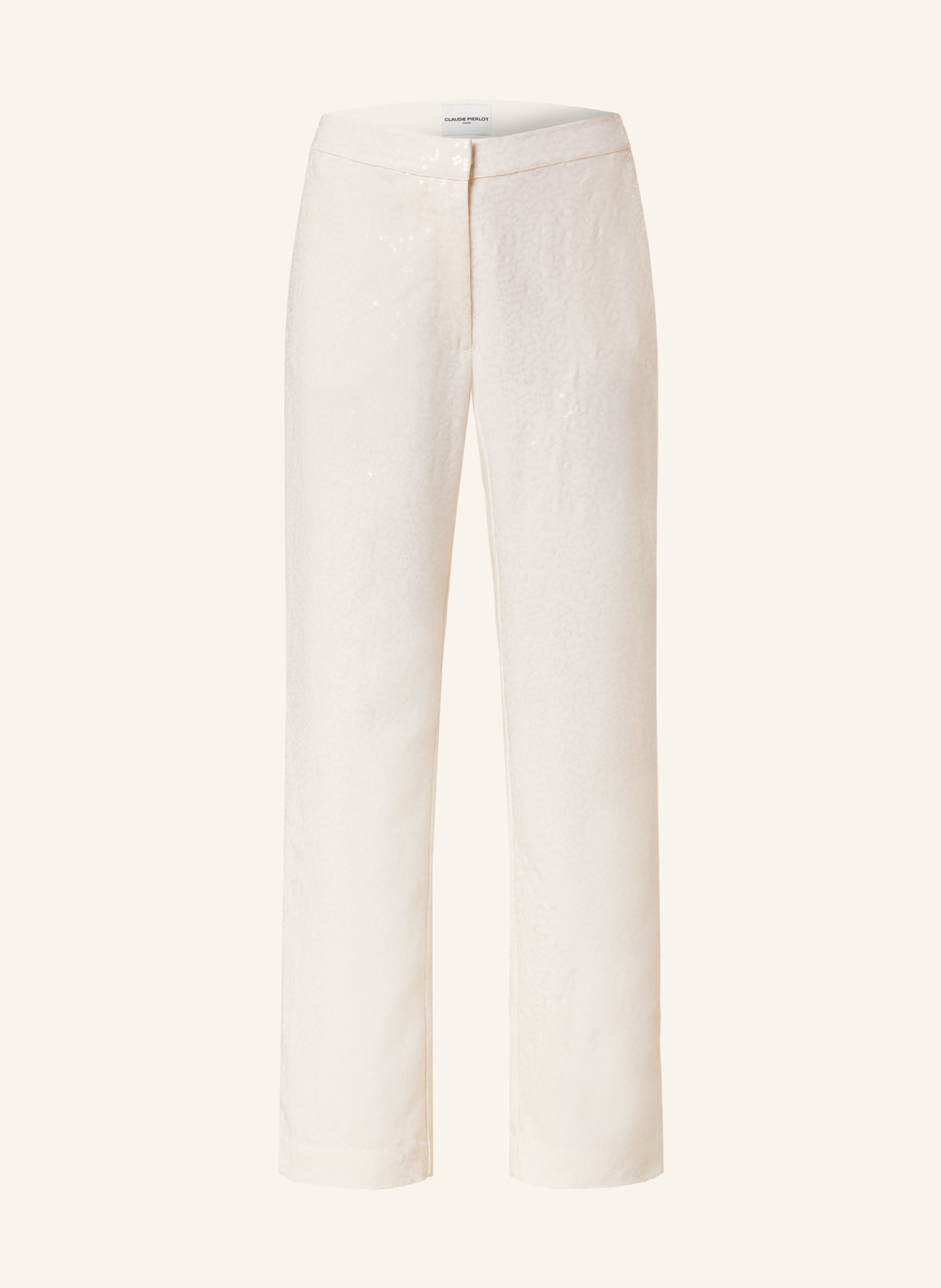 CLAUDIE PIERLOT Spodnie marlena z cekinami, Kolor: ECRU (Obrazek 1)
