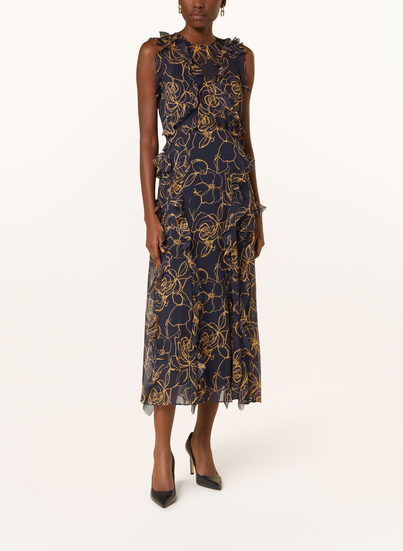 TED BAKER Dress RIZE with ruffles, Color: DARK BLUE/ DARK YELLOW (Image 2)