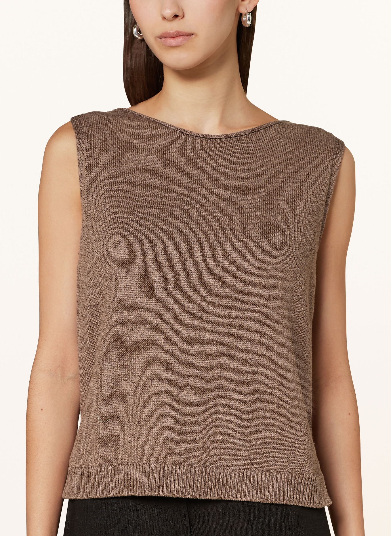 Marc O'Polo Knit top with linen, Color: BROWN (Image 4)