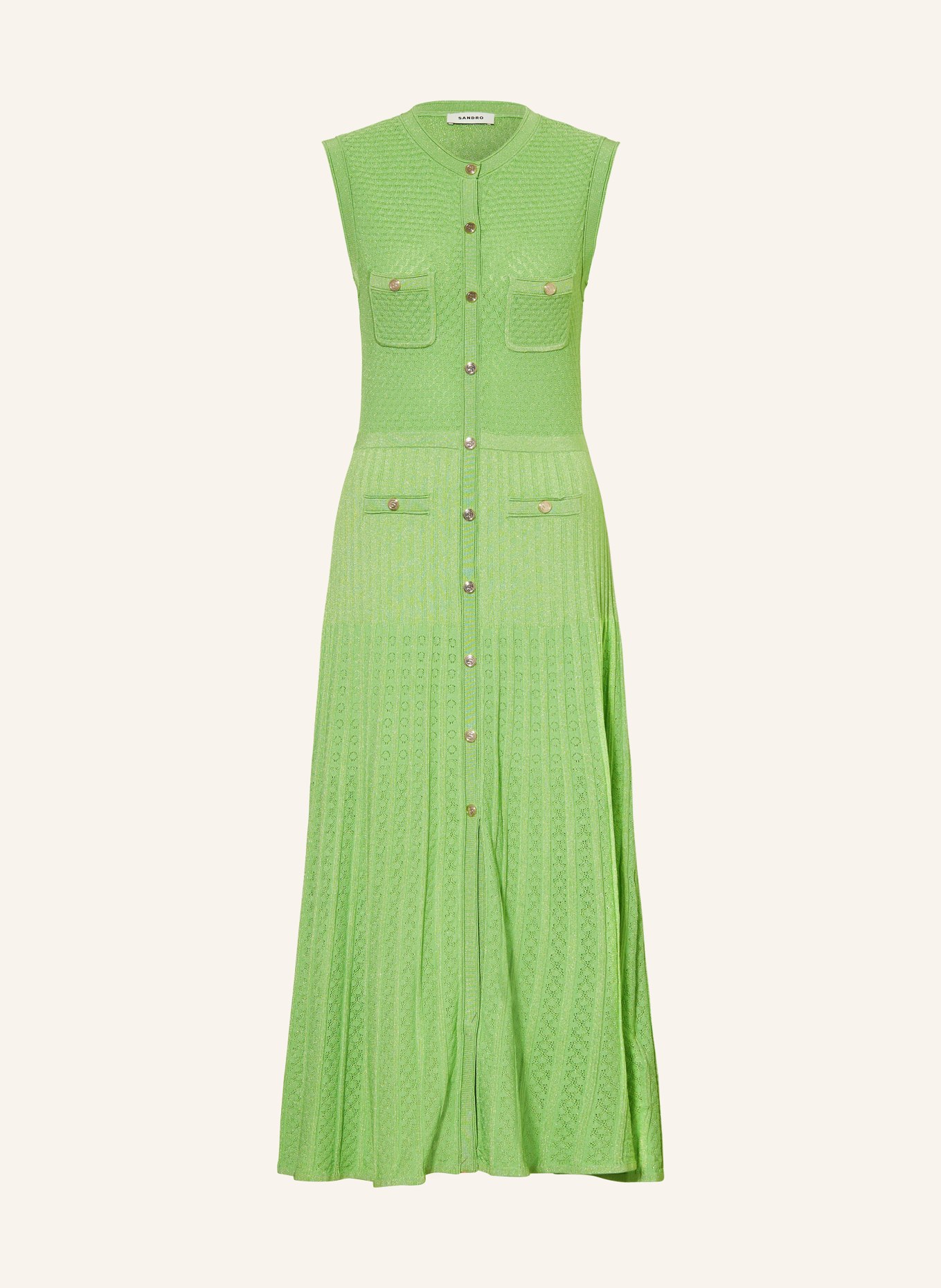 SANDRO Dzianinowa sukienka z błyszczącą przędzą, Kolor: JASNOZIELONY (Obrazek 1)