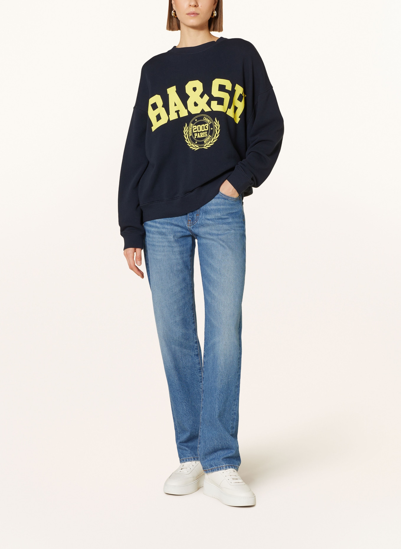 ba&sh Oversized-Sweatshirt BENJAMIN, Farbe: DUNKELBLAU/ GELB (Bild 2)