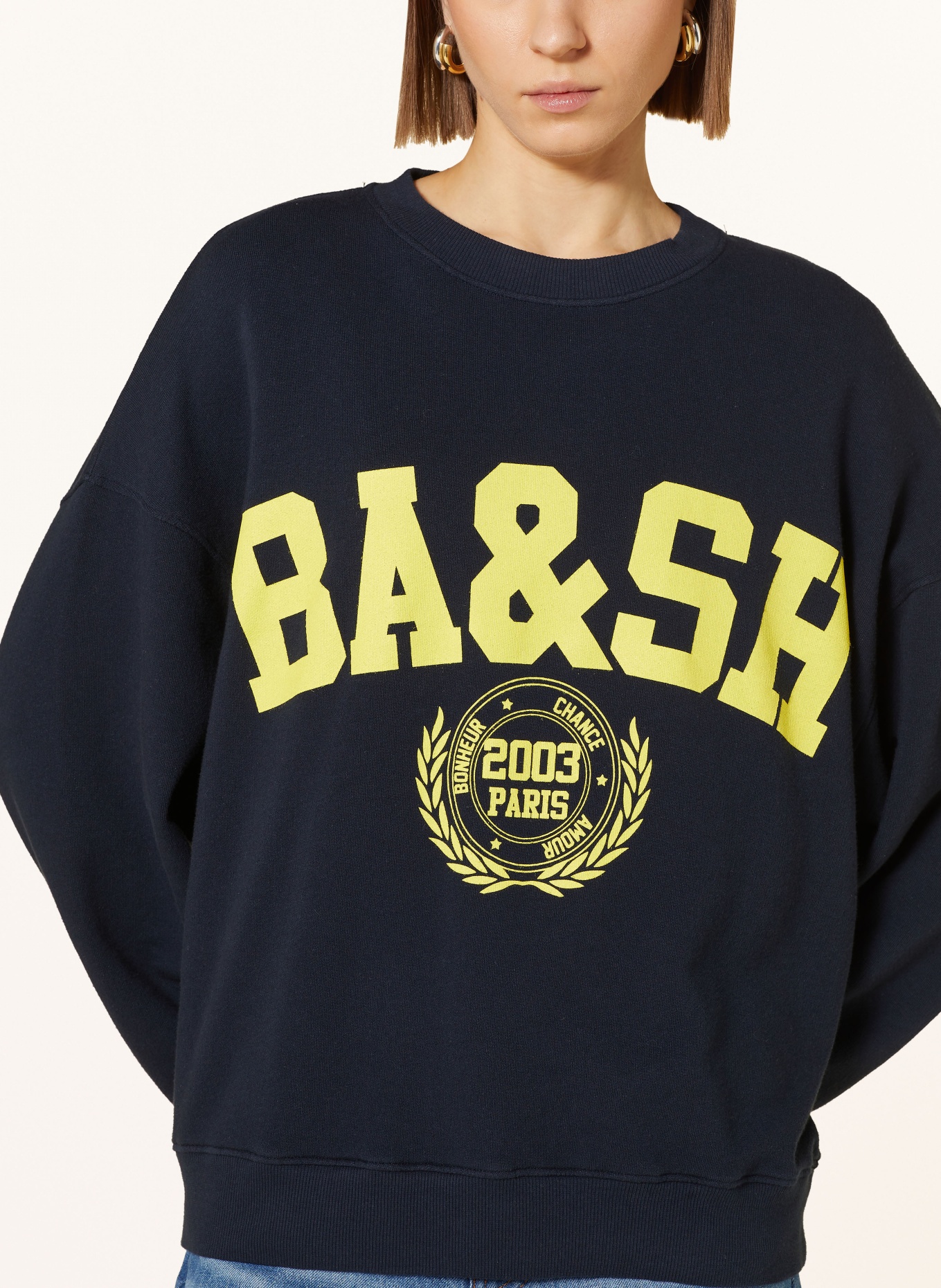 ba&sh Oversized-Sweatshirt BENJAMIN, Farbe: DUNKELBLAU/ GELB (Bild 4)