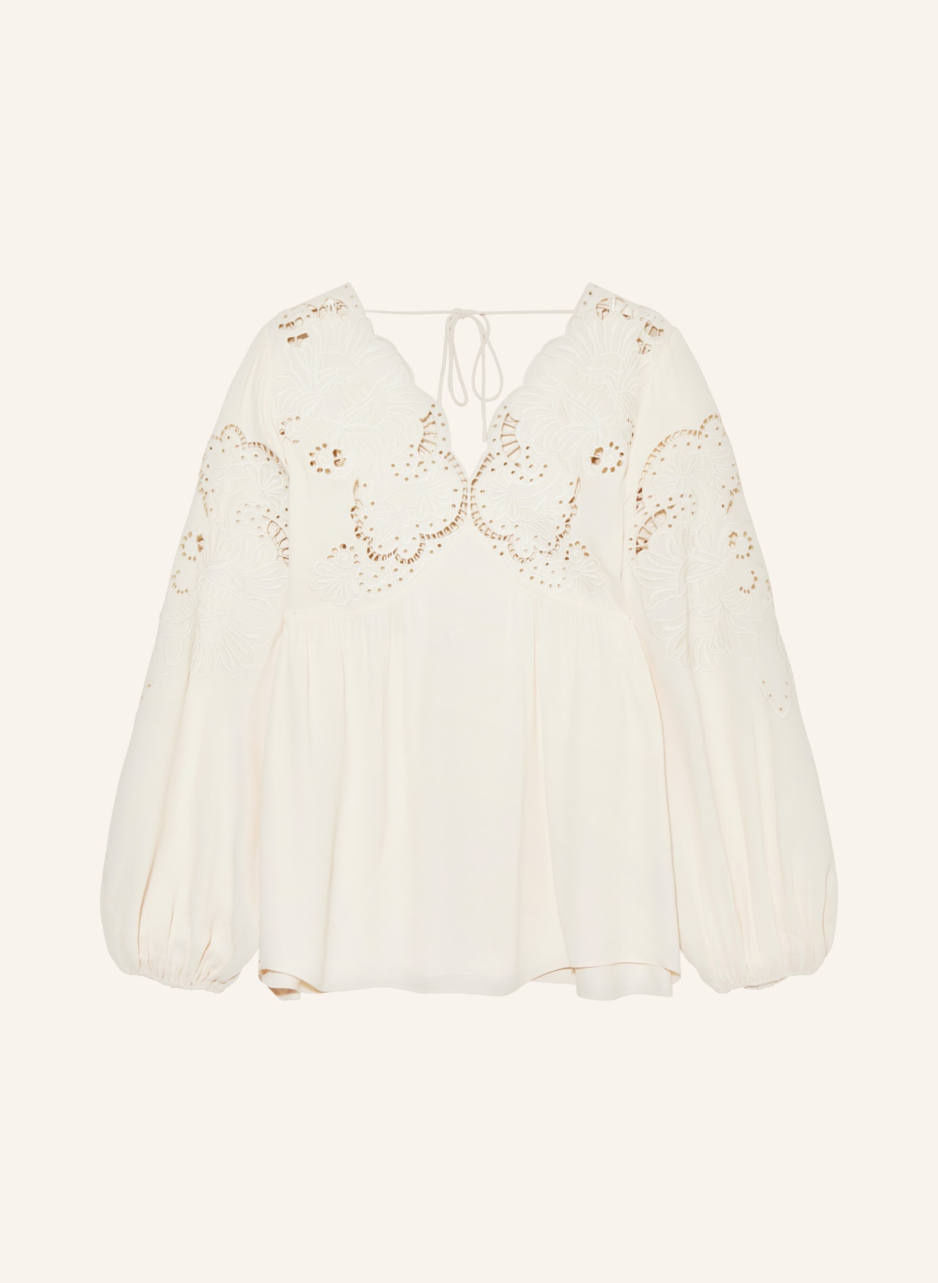 REISS Blouse-style shirt NOA with broderie anglaise, Color: CREAM (Image 1)