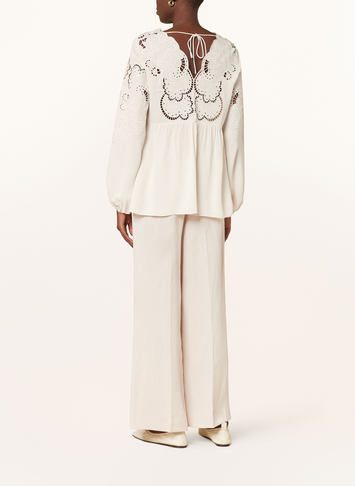 REISS Blouse-style shirt NOA with broderie anglaise, Color: CREAM (Image 3)