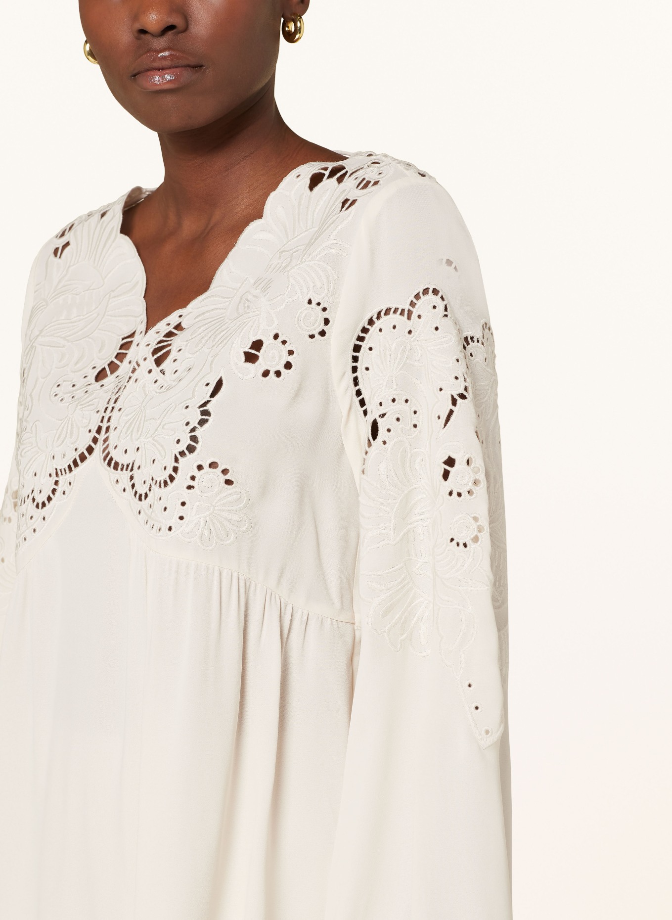 REISS Blouse-style shirt NOA with broderie anglaise, Color: CREAM (Image 4)