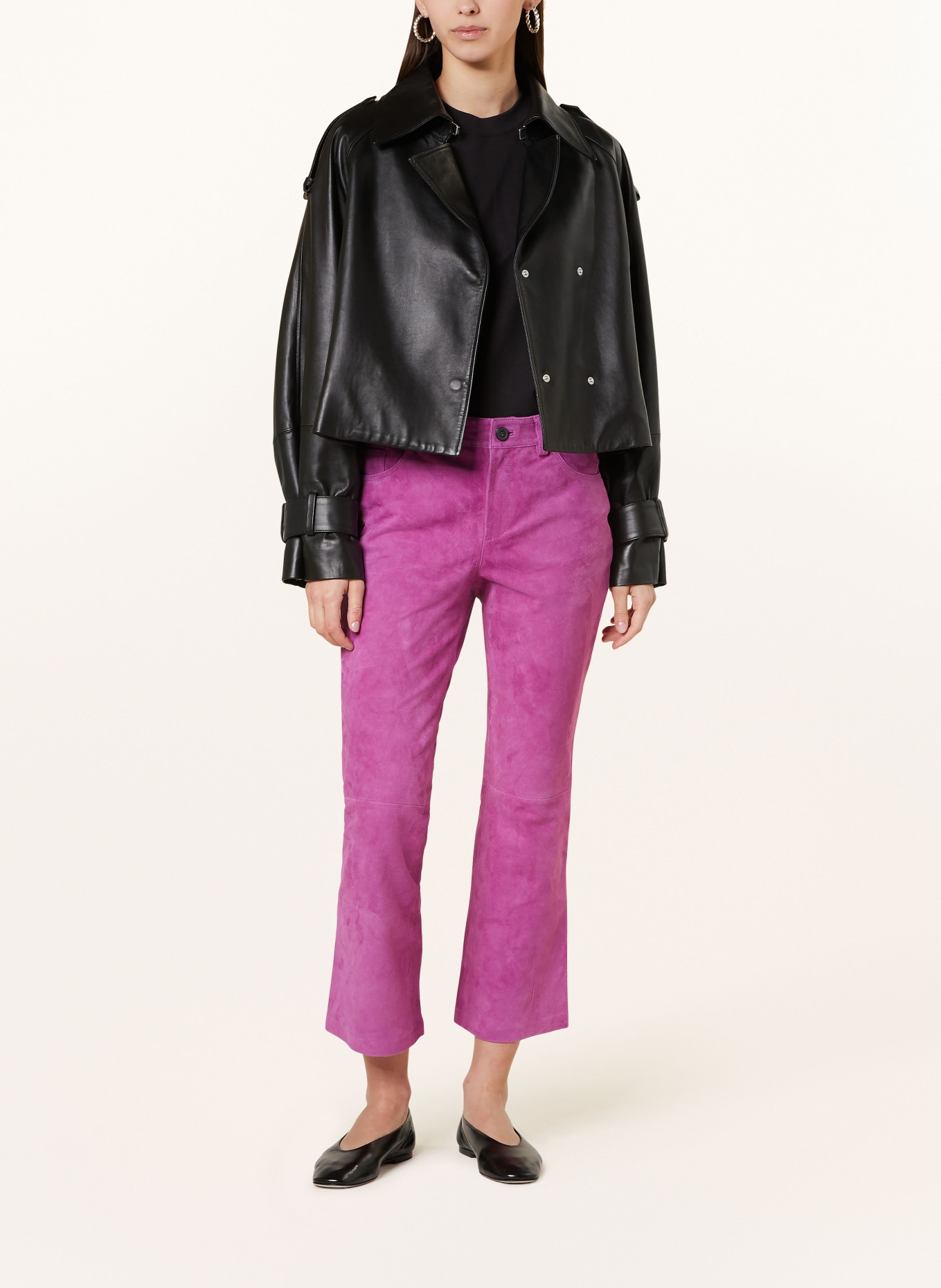 oui Leather trousers, Color: PURPLE (Image 2)