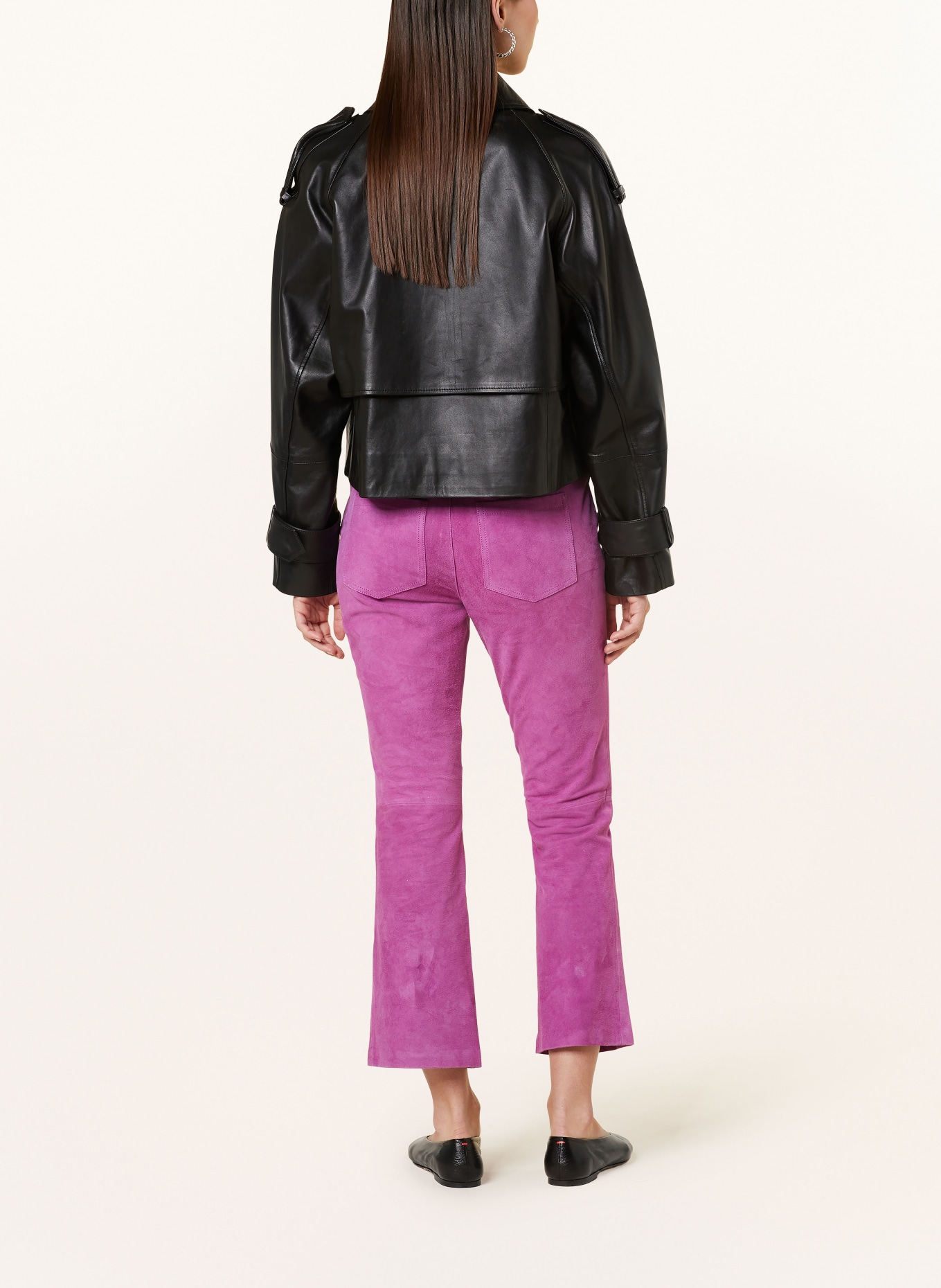 oui Leather trousers, Color: PURPLE (Image 3)