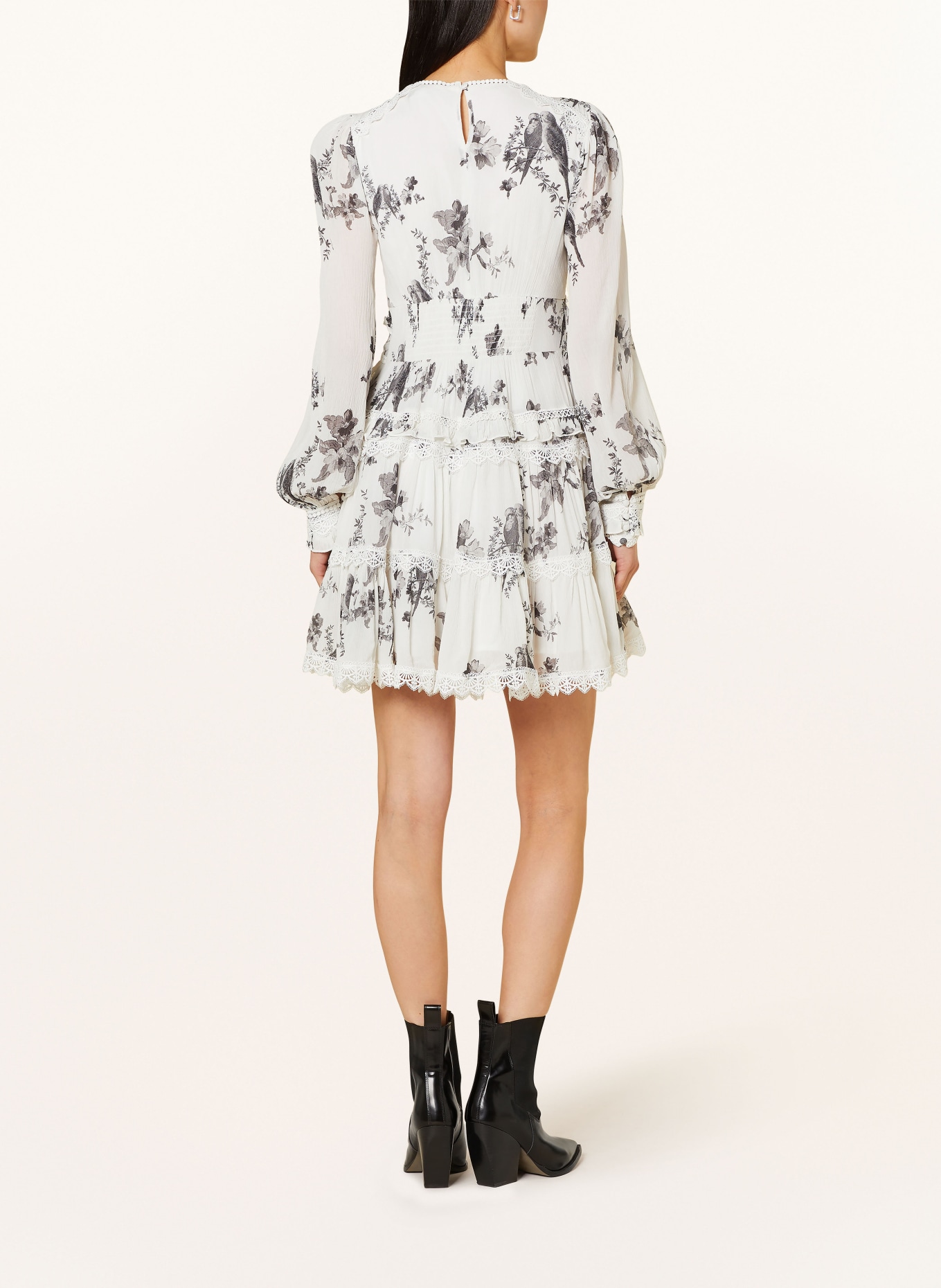 ALLSAINTS Dress ZORA with lace and ruffles, Color: WHITE/ BLACK (Image 3)