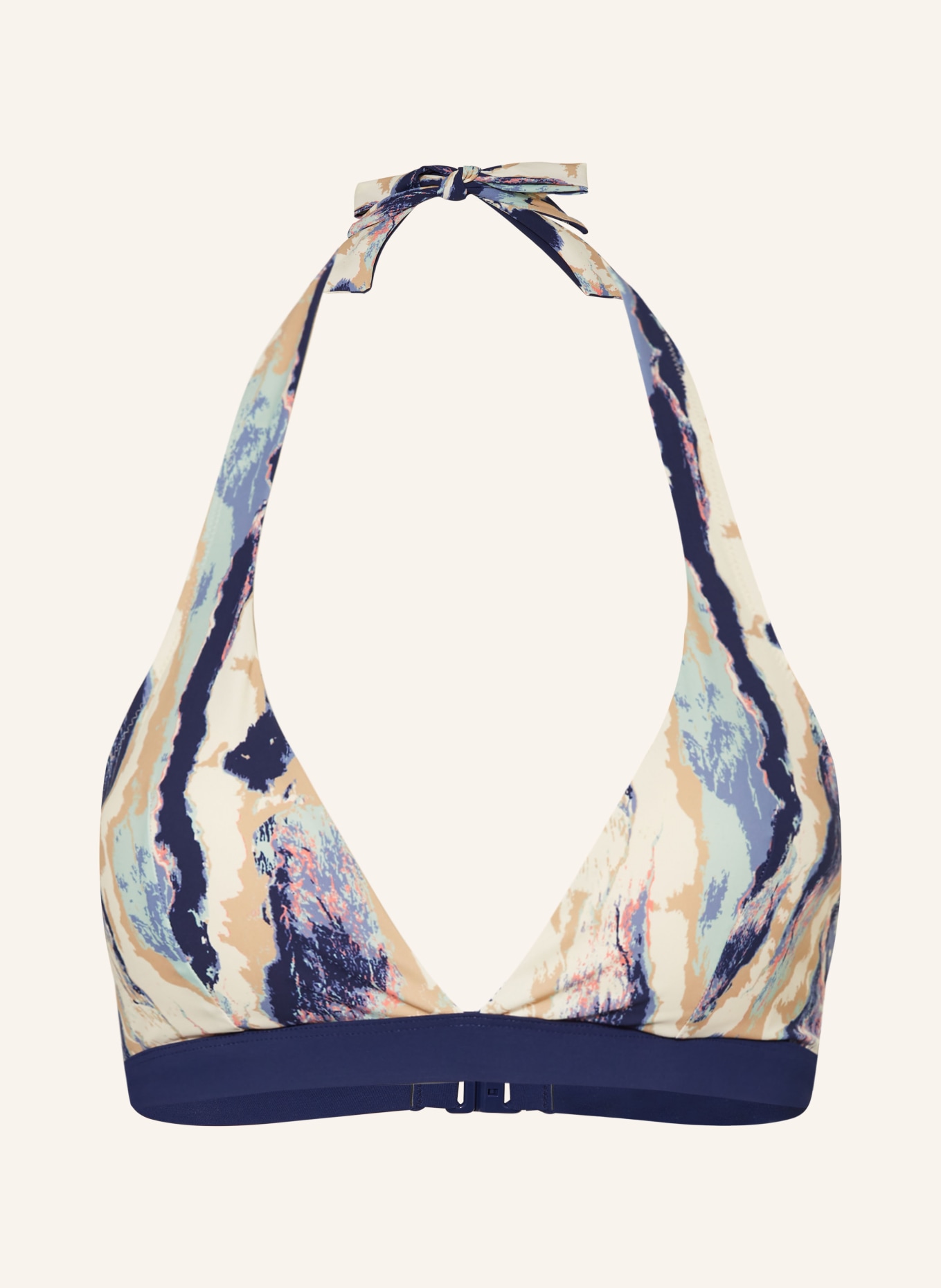 FEMILET Halter neck bikini top GRANADA, Color: CREAM/ DARK BLUE/ BEIGE (Image 1)