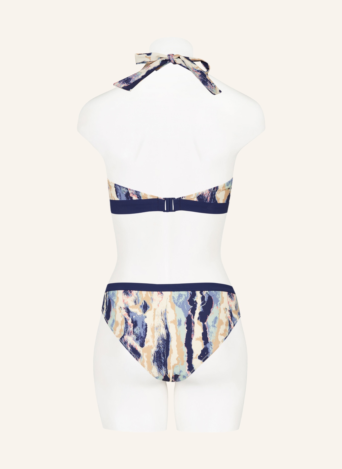 FEMILET Halter neck bikini top GRANADA, Color: CREAM/ DARK BLUE/ BEIGE (Image 3)