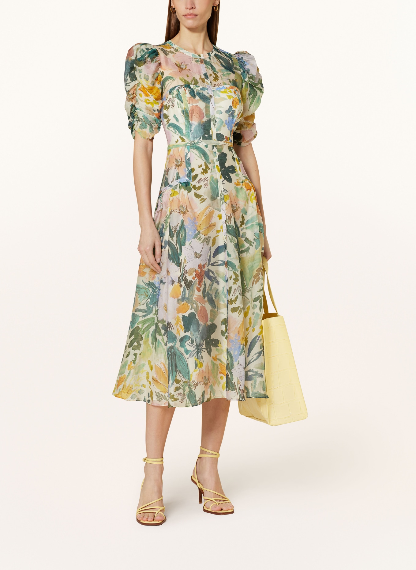 TED BAKER Dress MINCIA with cut-out, Color: ECRU/ GREEN/ PINK (Image 2)