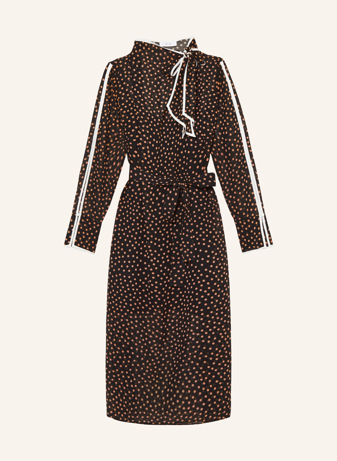 REISS Kleid ARIA mit Schluppe, Farbe: SCHWARZ/ HELLORANGE (Bild 1)