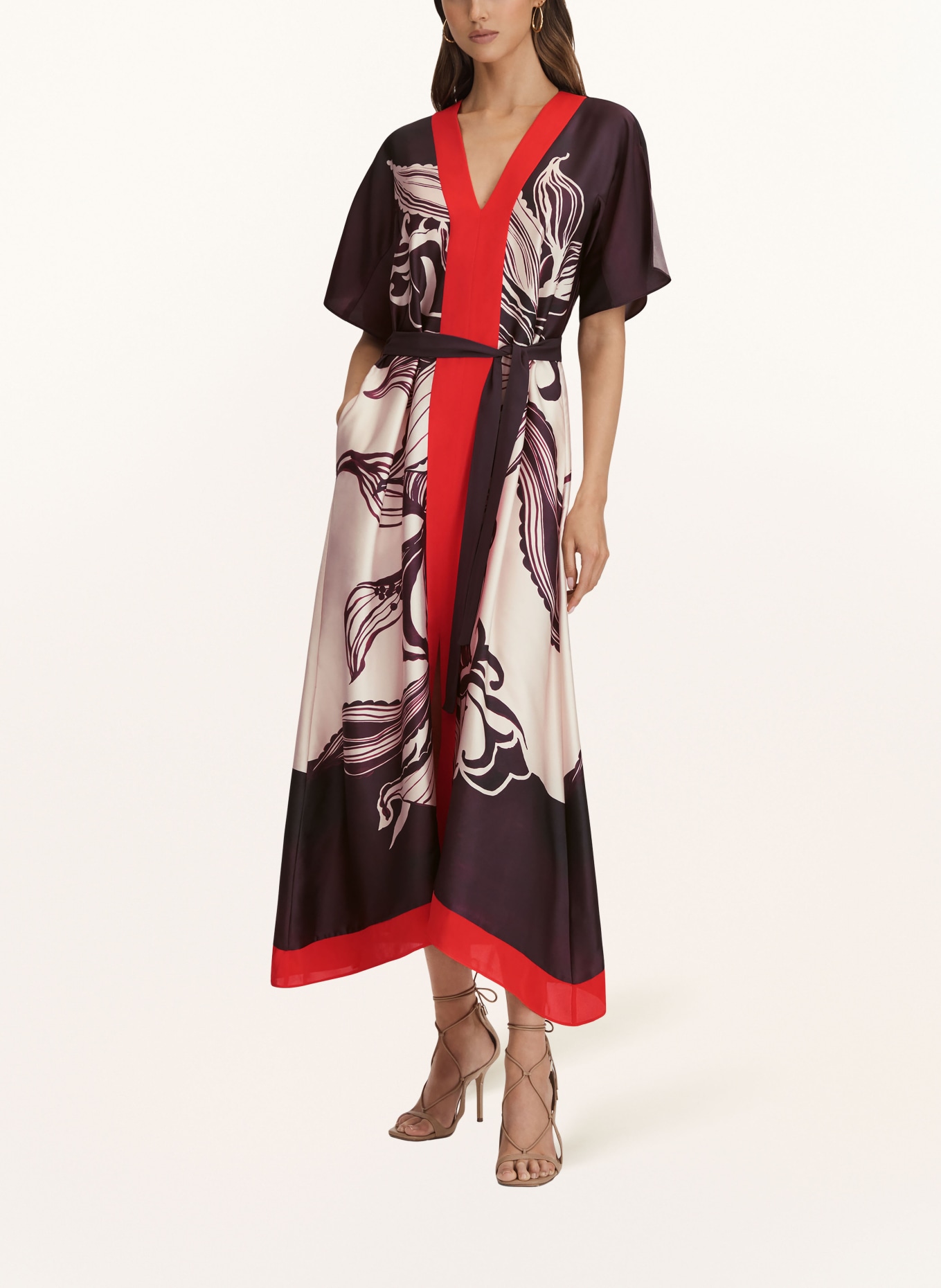 REISS Dress HANNA, Color: CREAM/ DARK BROWN/ RED (Image 2)