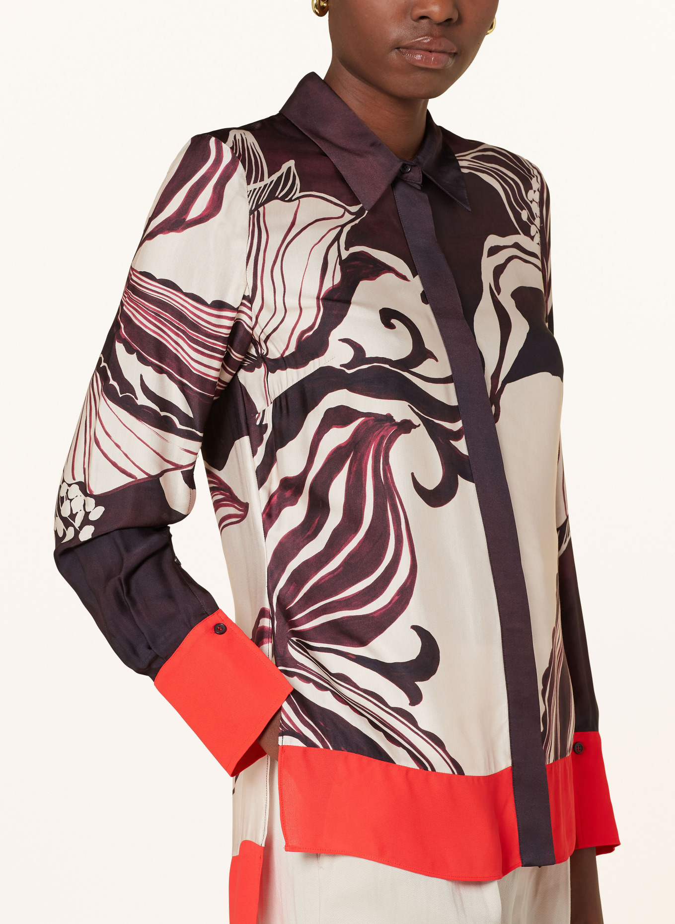 REISS Shirt blouse KARI, Color: DARK PURPLE/ CREAM/ RED (Image 4)